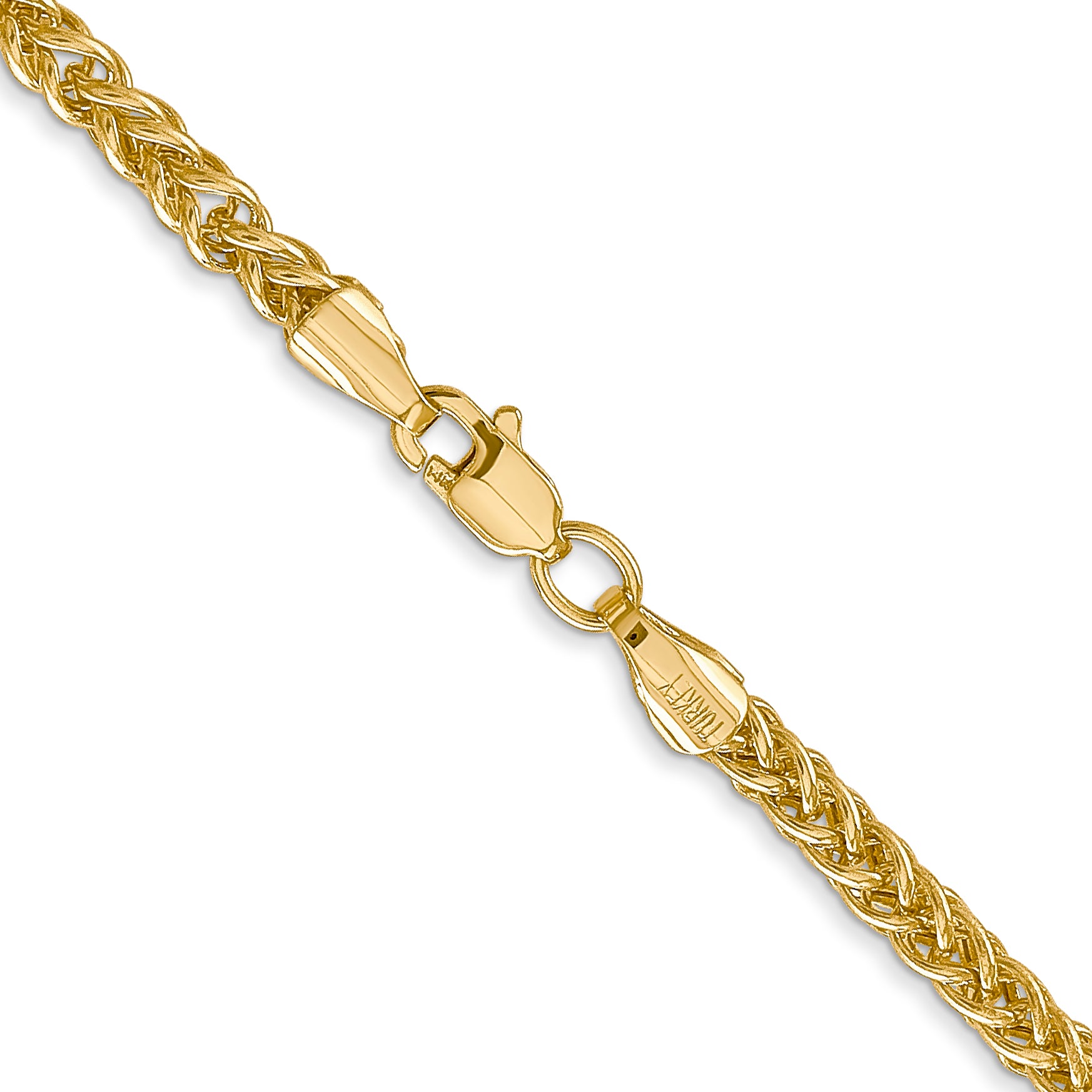 14K 20 Inch 2.6Mm Semi-Solid 3-Wire Wheat With Lobster Clasp Chain