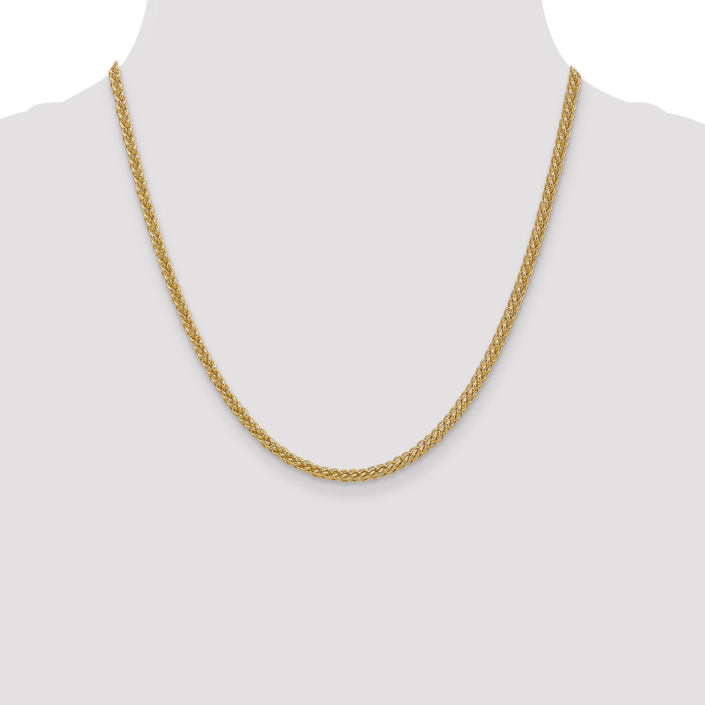 14K 20 Inch 2.6Mm Semi-Solid 3-Wire Wheat With Lobster Clasp Chain