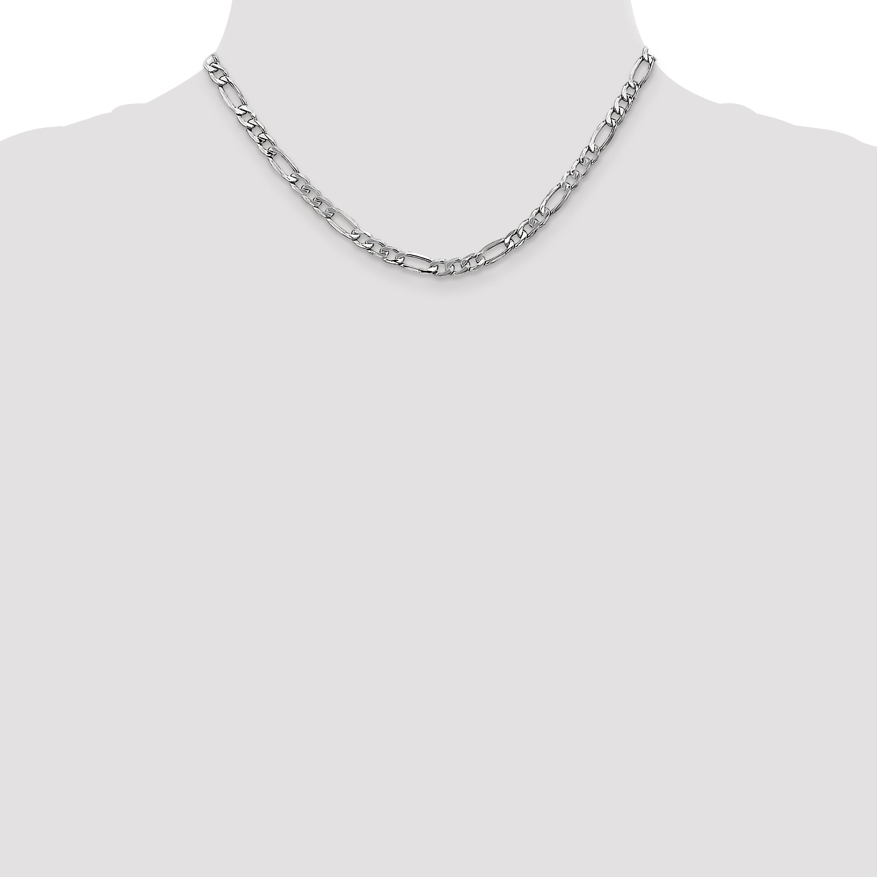 14K White Gold 16 Inch 5.75Mm Semi-Solid Figaro With Lobster Clasp Chain