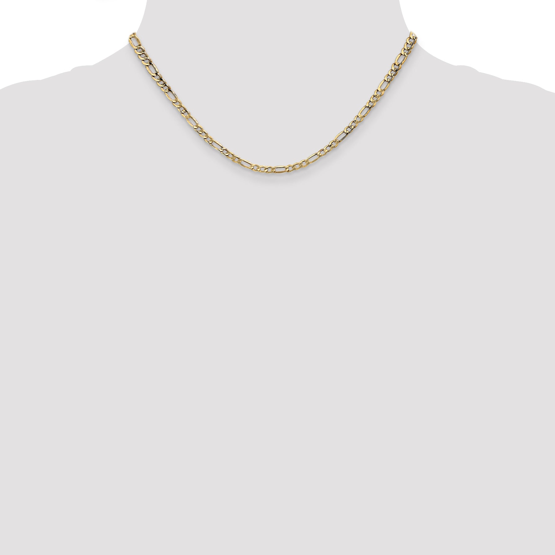 14K 16 Inch 3.5Mm Semi-Solid Figaro With Lobster Clasp Chain