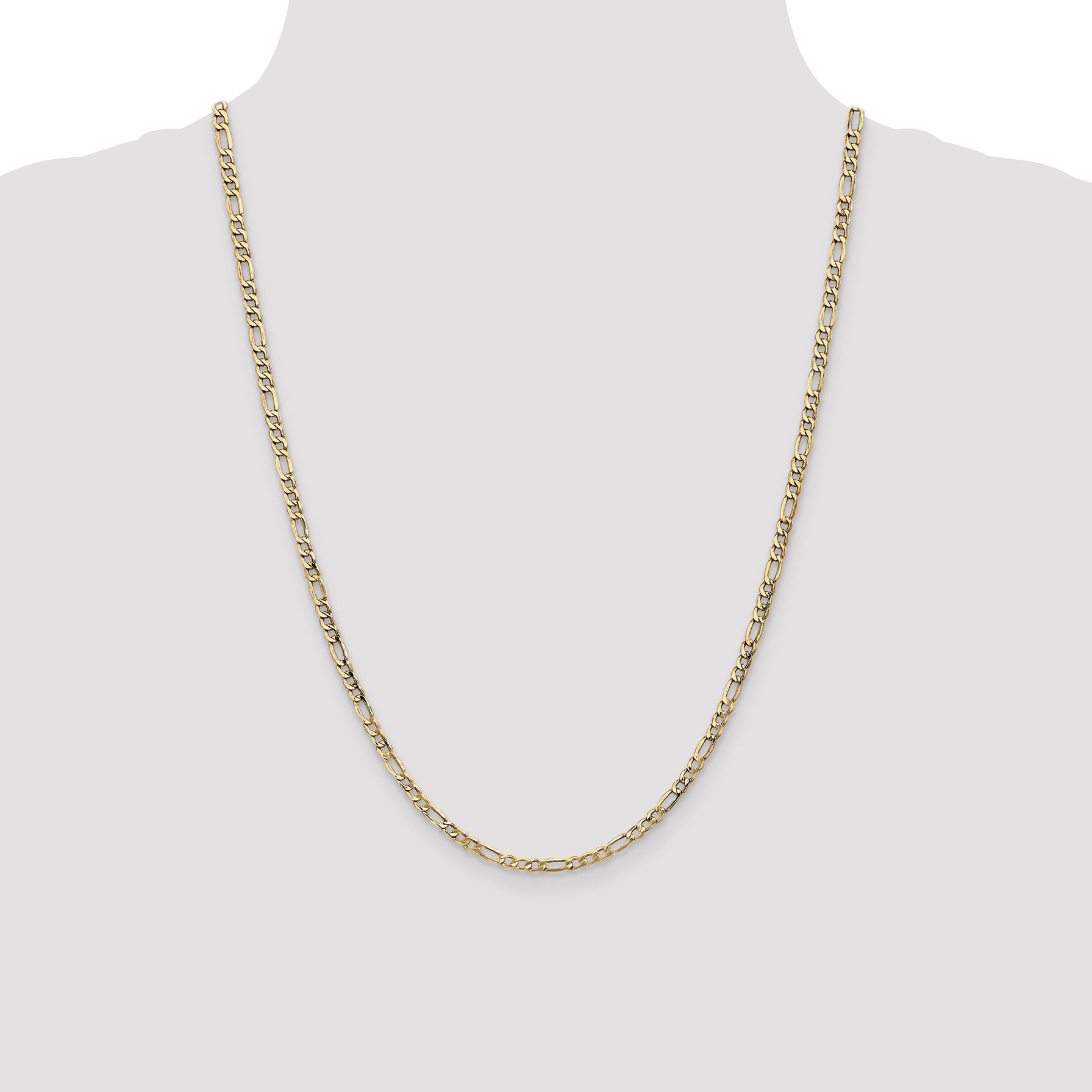 14K 24 Inch 3.5Mm Semi-Solid Figaro With Lobster Clasp Chain