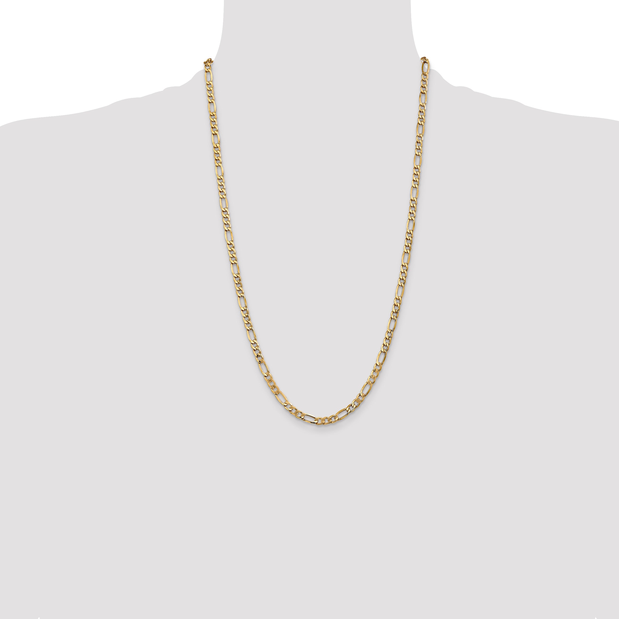 14K 26 Inch 5.75Mm Semi-Solid Figaro With Lobster Clasp Chain