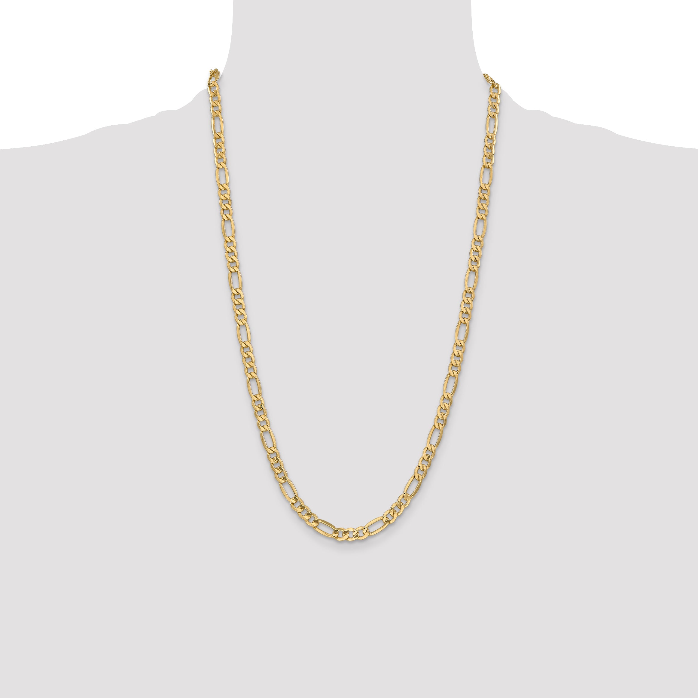 14K 26 Inch 6.25Mm Semi-Solid Figaro With Lobster Clasp Chain