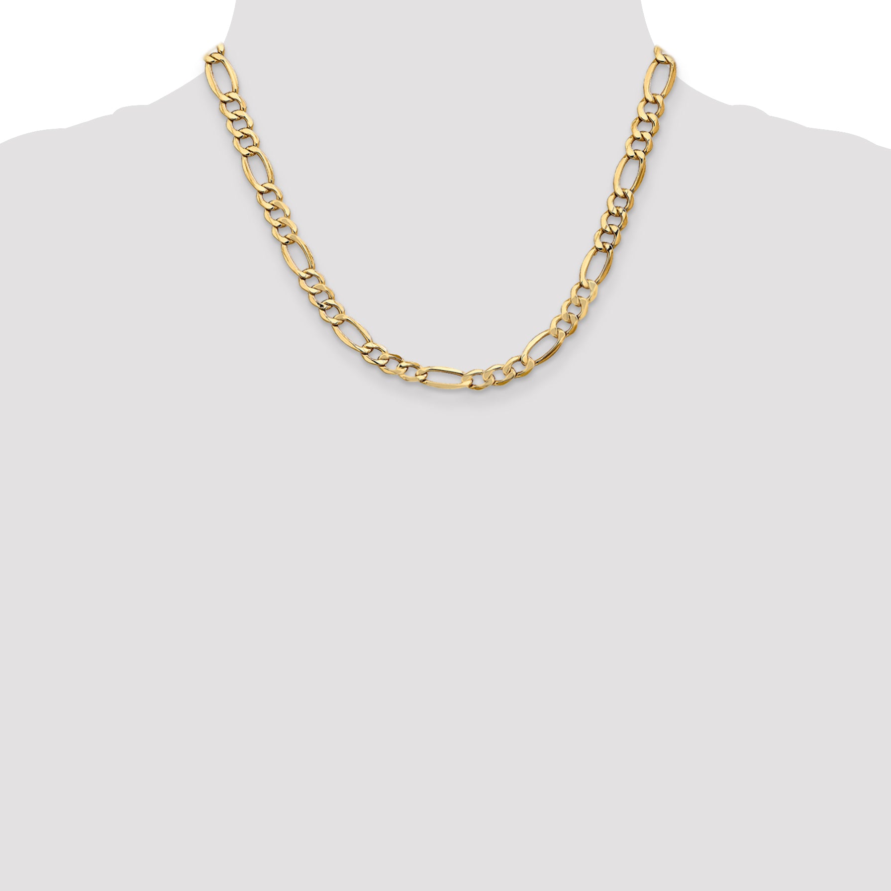 14K 18 Inch 7.3Mm Semi-Solid Figaro With Lobster Clasp Chain