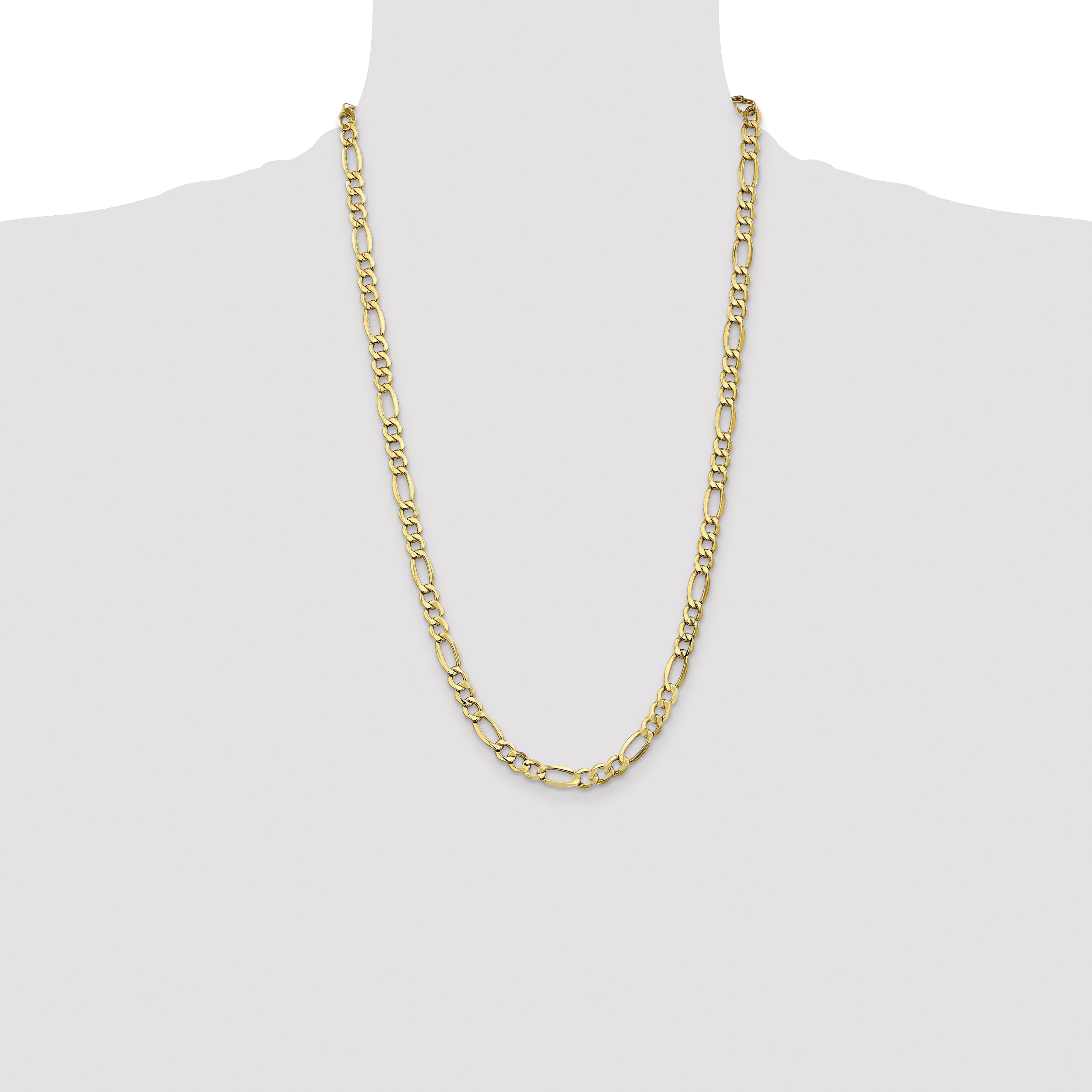 14K 26 Inch 7.3Mm Semi-Solid Figaro With Lobster Clasp Chain