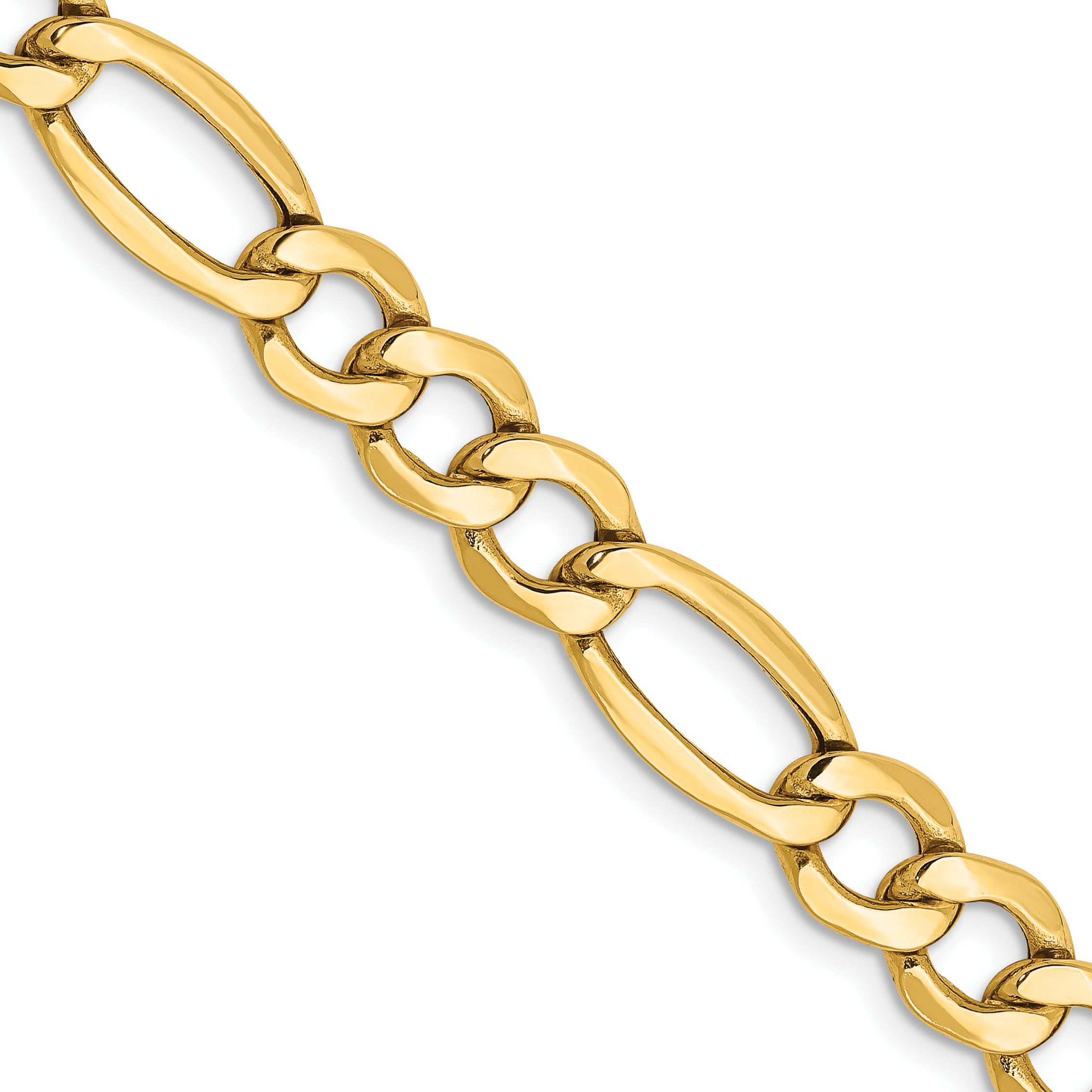 14K 26 Inch 7.3Mm Semi-Solid Figaro With Lobster Clasp Chain