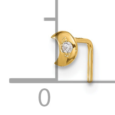 14K 23 Gauge Cz Moon Nose Stud