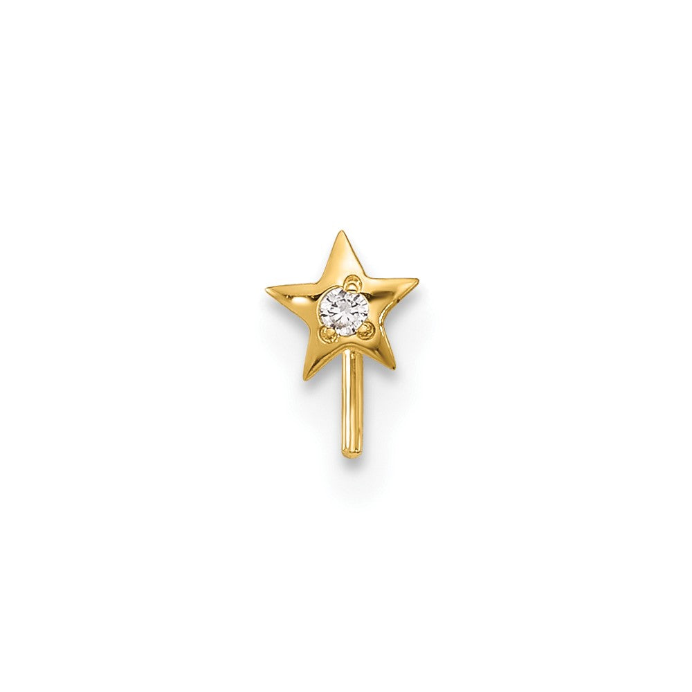 14k 23 Gauge CZ Star Nose Stud