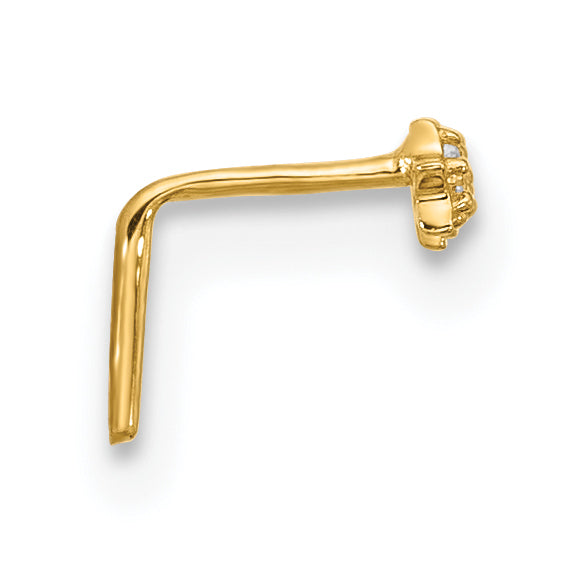 14K 22 Gauge Cz 3-Star Nose Stud