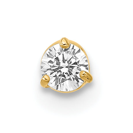 14K 18 Gauge 3Mm Cz Labret/Face Jewelry