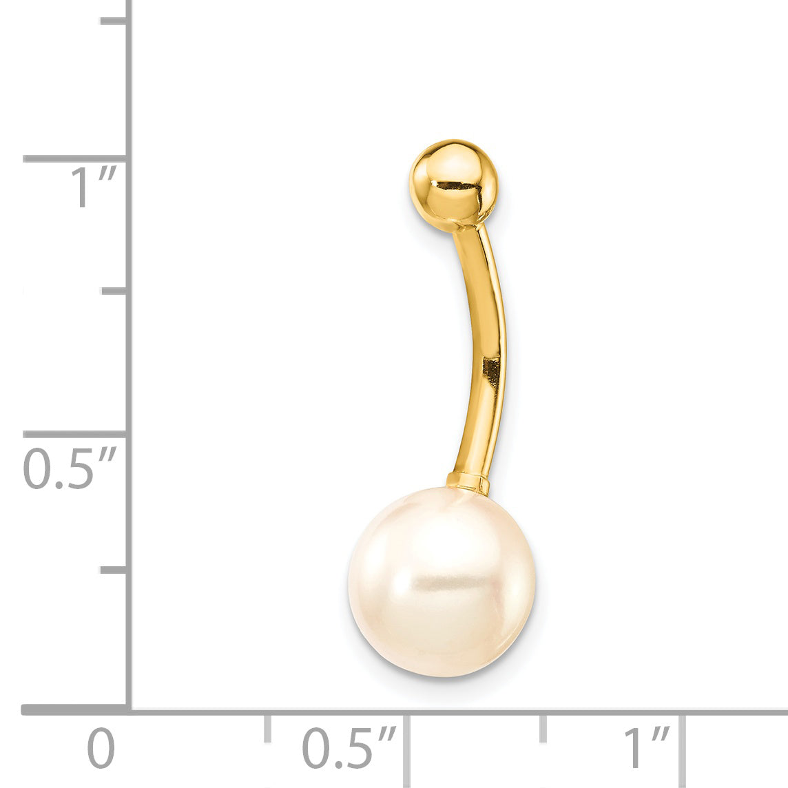 14K 14 Gauge 8Mm Freshwater Cultured Pearl Belly Ring
