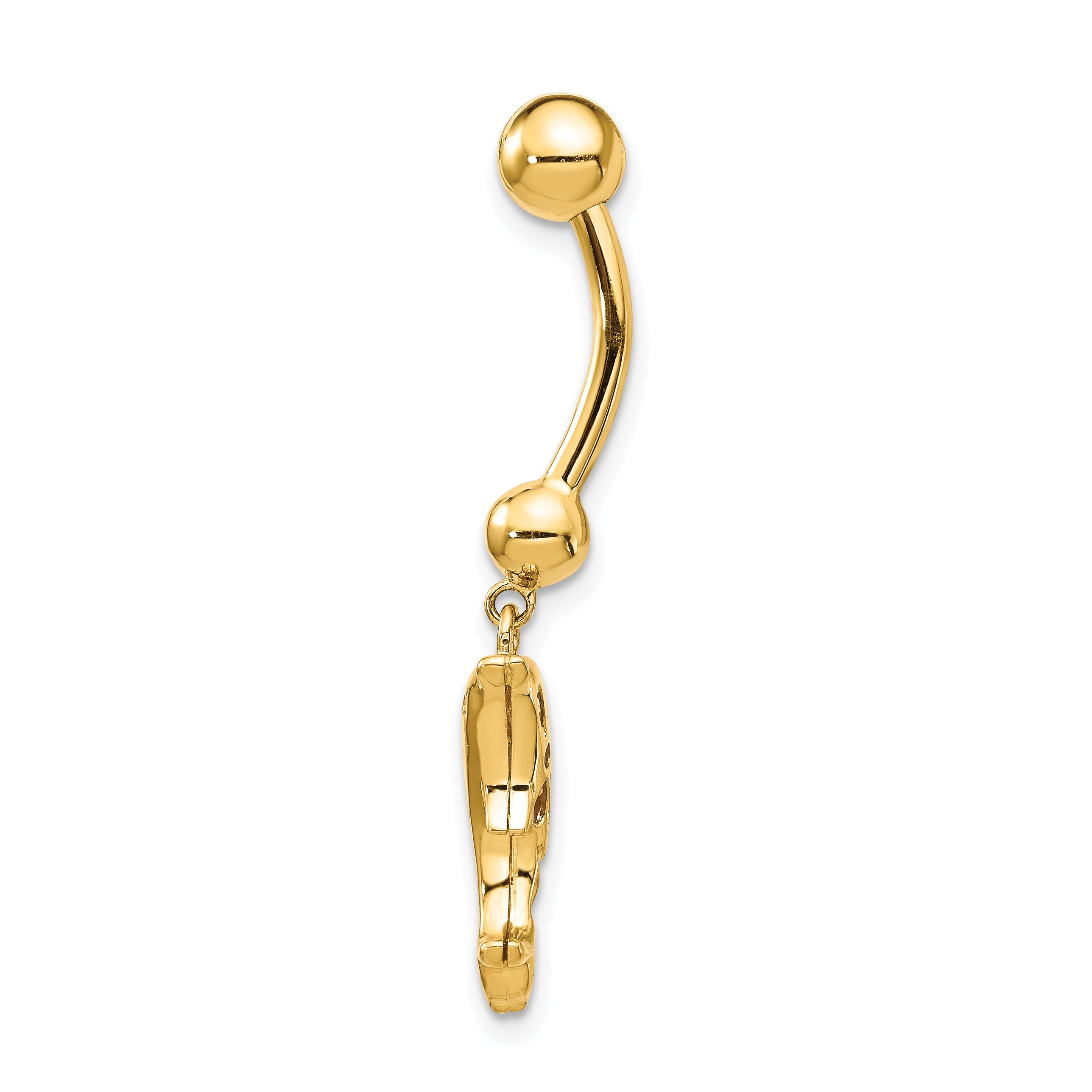 14K 14 Gauge Dolphin Dangle Belly Ring