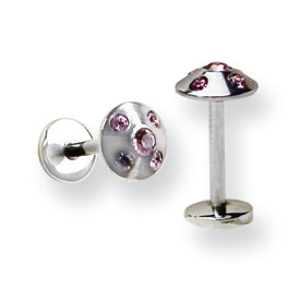 316L Srg Gr Sstl 14G 5/16In.W/5Mm 5-Pink Czs Cone Labret