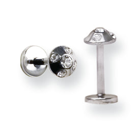 316L Srg Gr Sstl 16G 5/16In.W/6Mm 5-Clear Czs Cone Labret