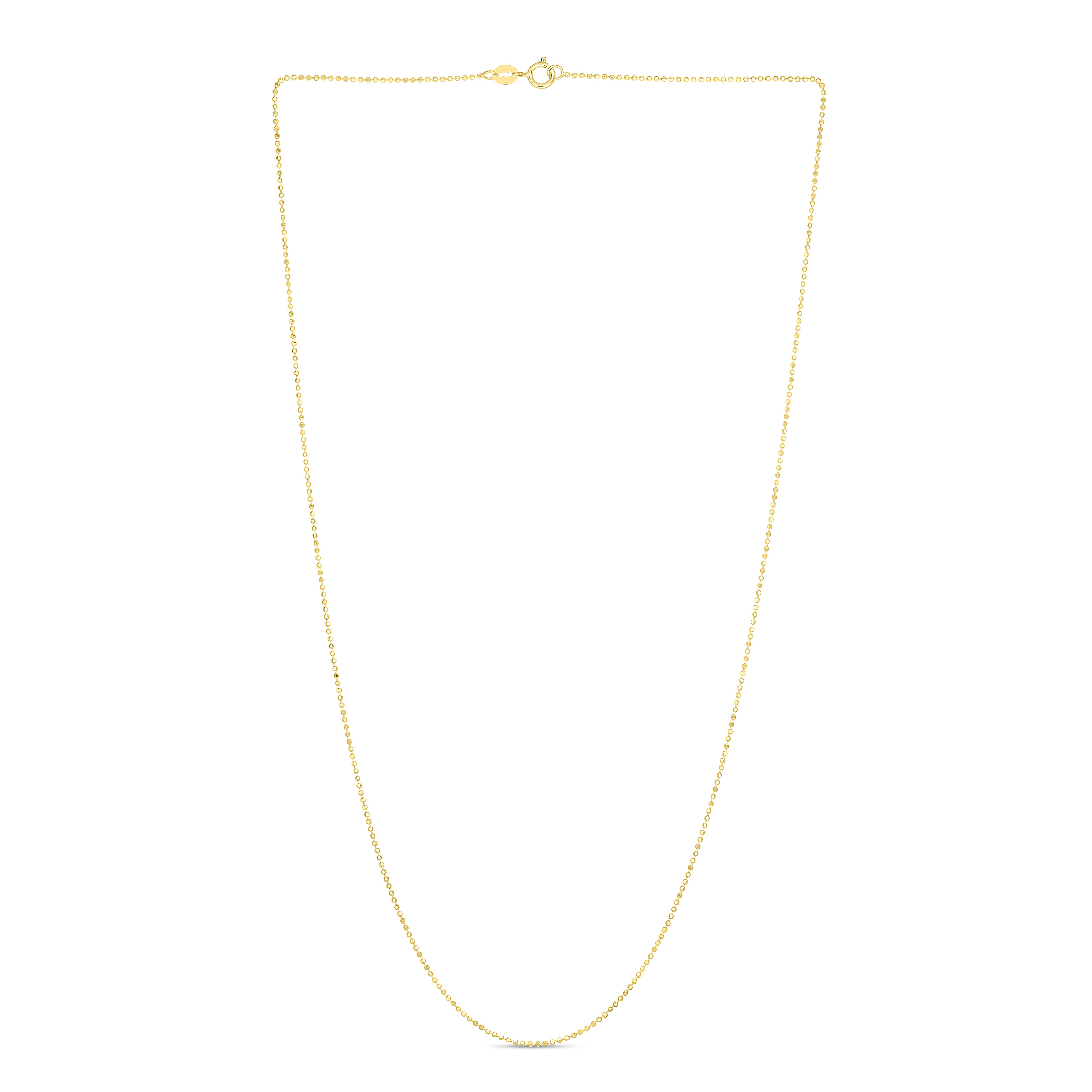 14K Yellow Gold 0.9mm Diamond Cut Bead 20" Chain with Spring Ring Clasp