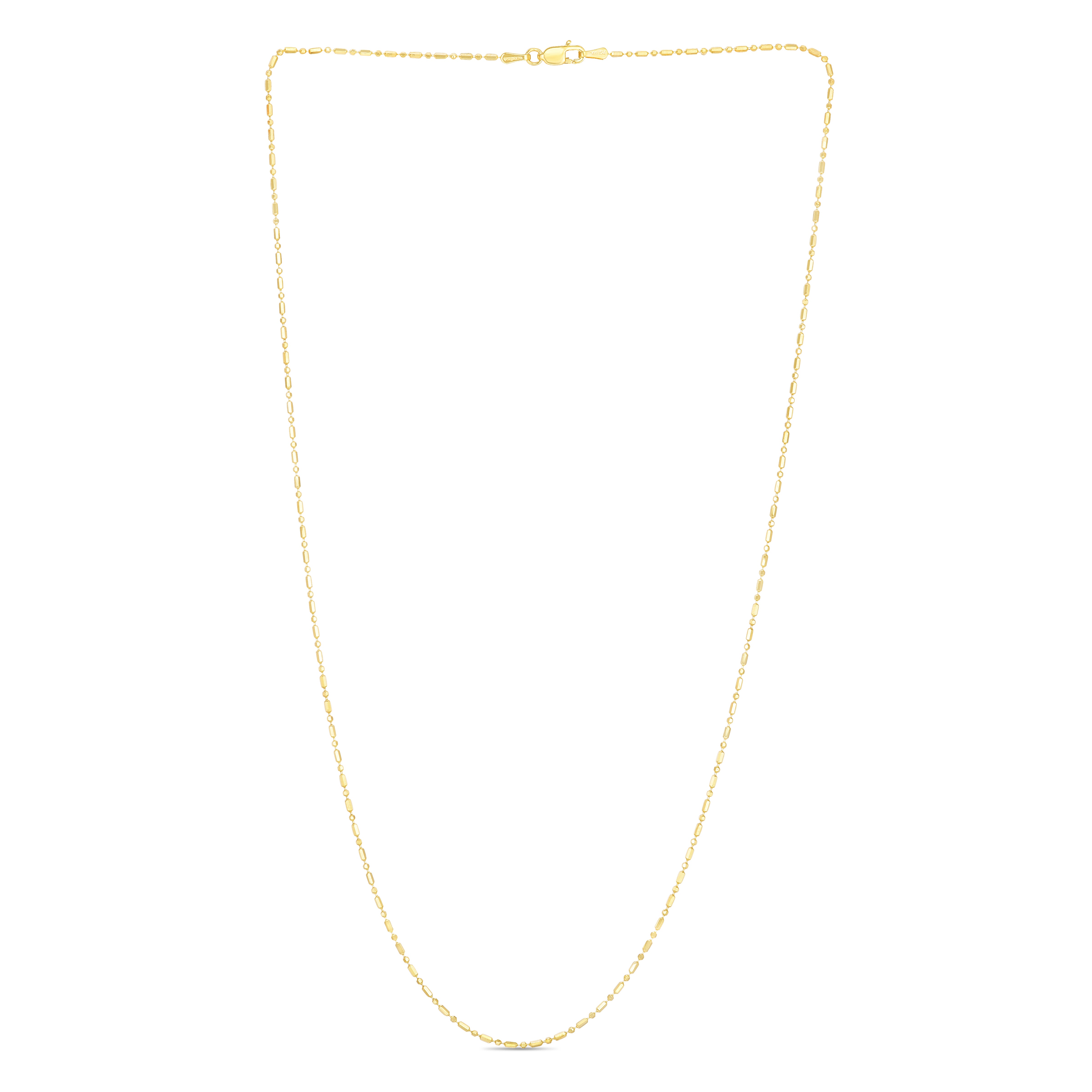14K Yellow Gold 1.1mm Diamond Cut Bar and Bead 20" Chain with Lobster Lock