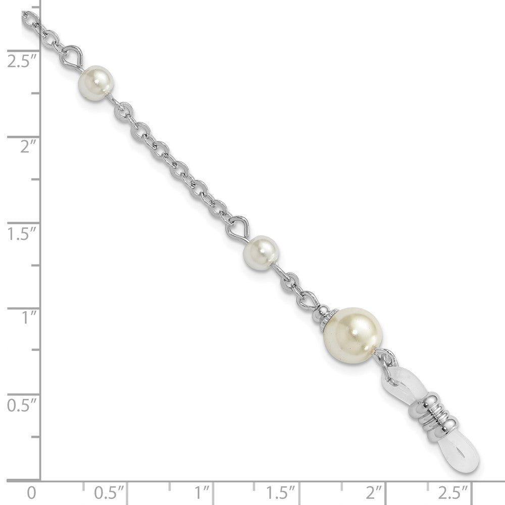 1928 Jewelry Silver-tone Simulated Pearl Stations Eyeglass Holder 30 inch Chain