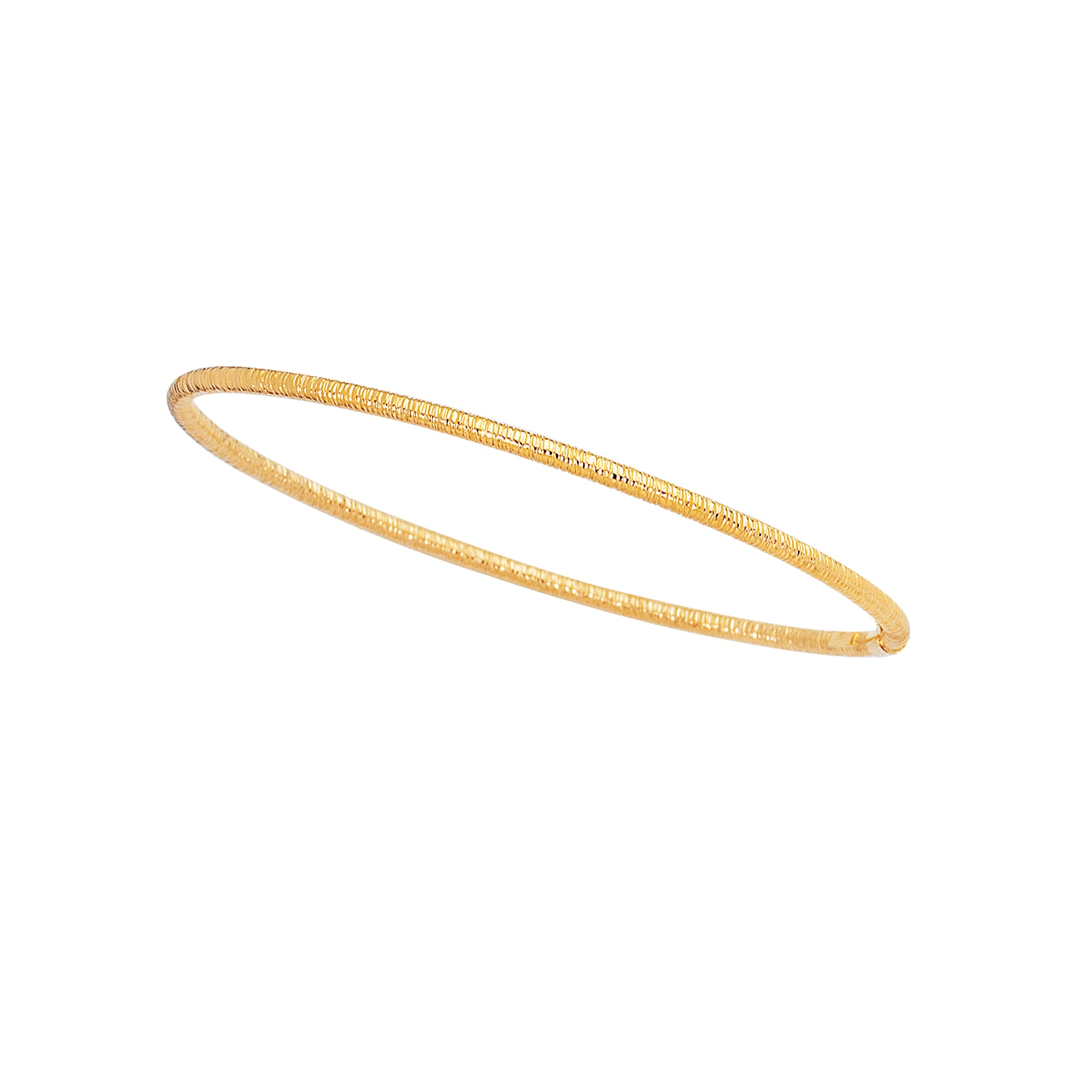 14K Yellow Gold 8" Textured Bangle