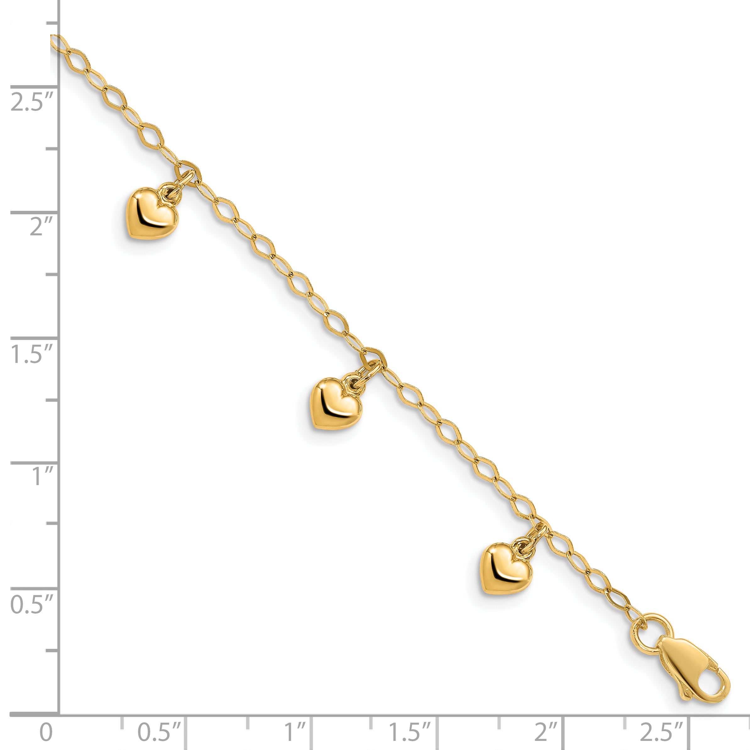 14K Child's Puffed Heart Charm Bracelet