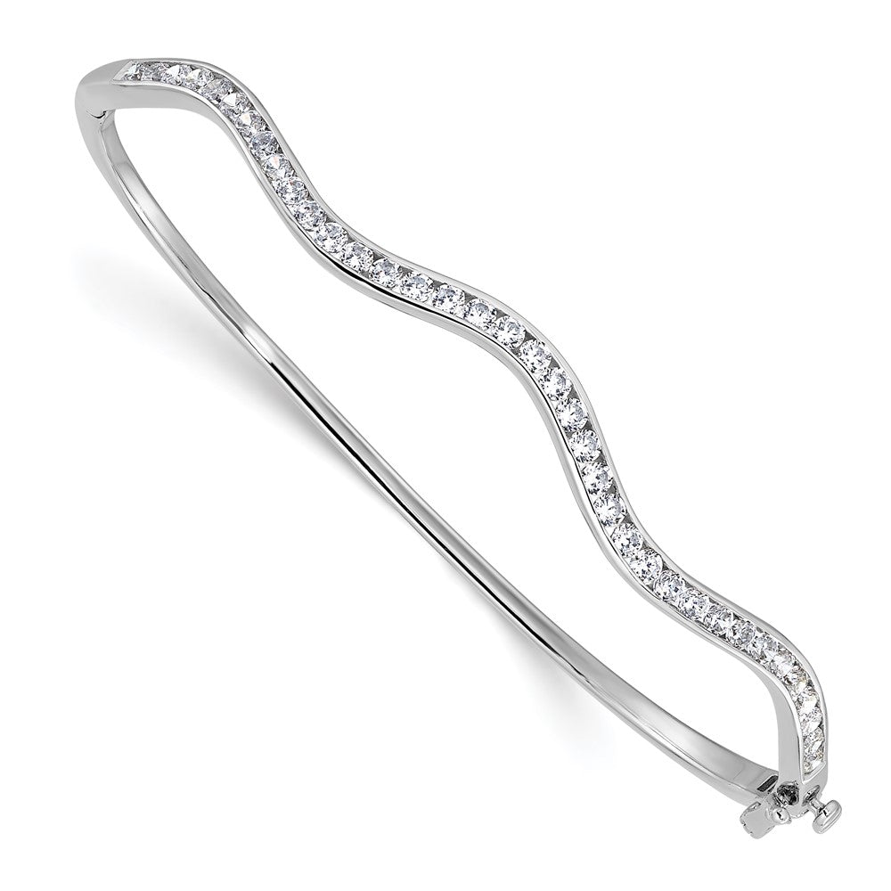 14K White Gold Lab Grown Diamond VS/SI FGH Wavy Bangle Bracelet
