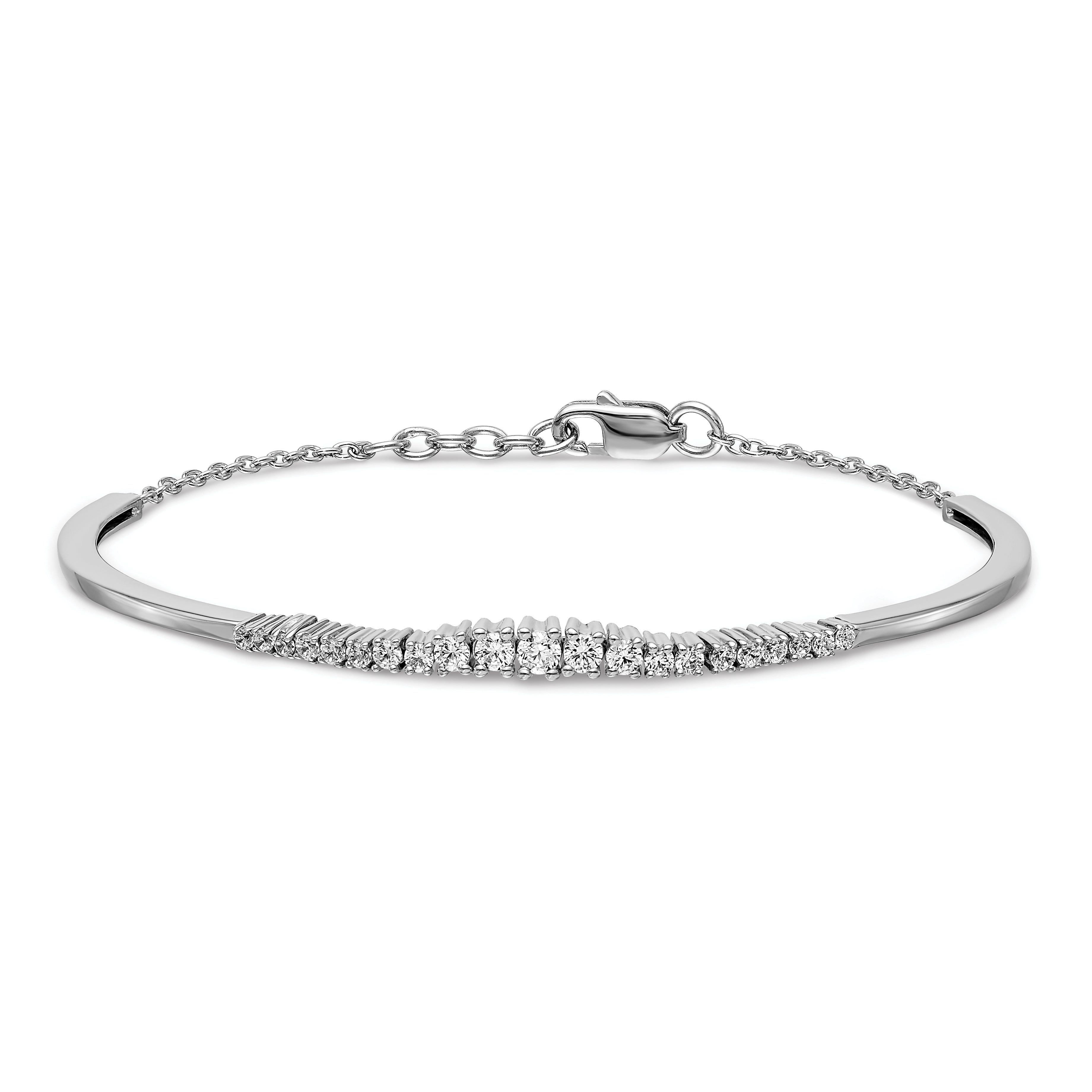14K White Gold Lab Grown Diamond Vs/Si Fgh Graduated Bangle Bracelet