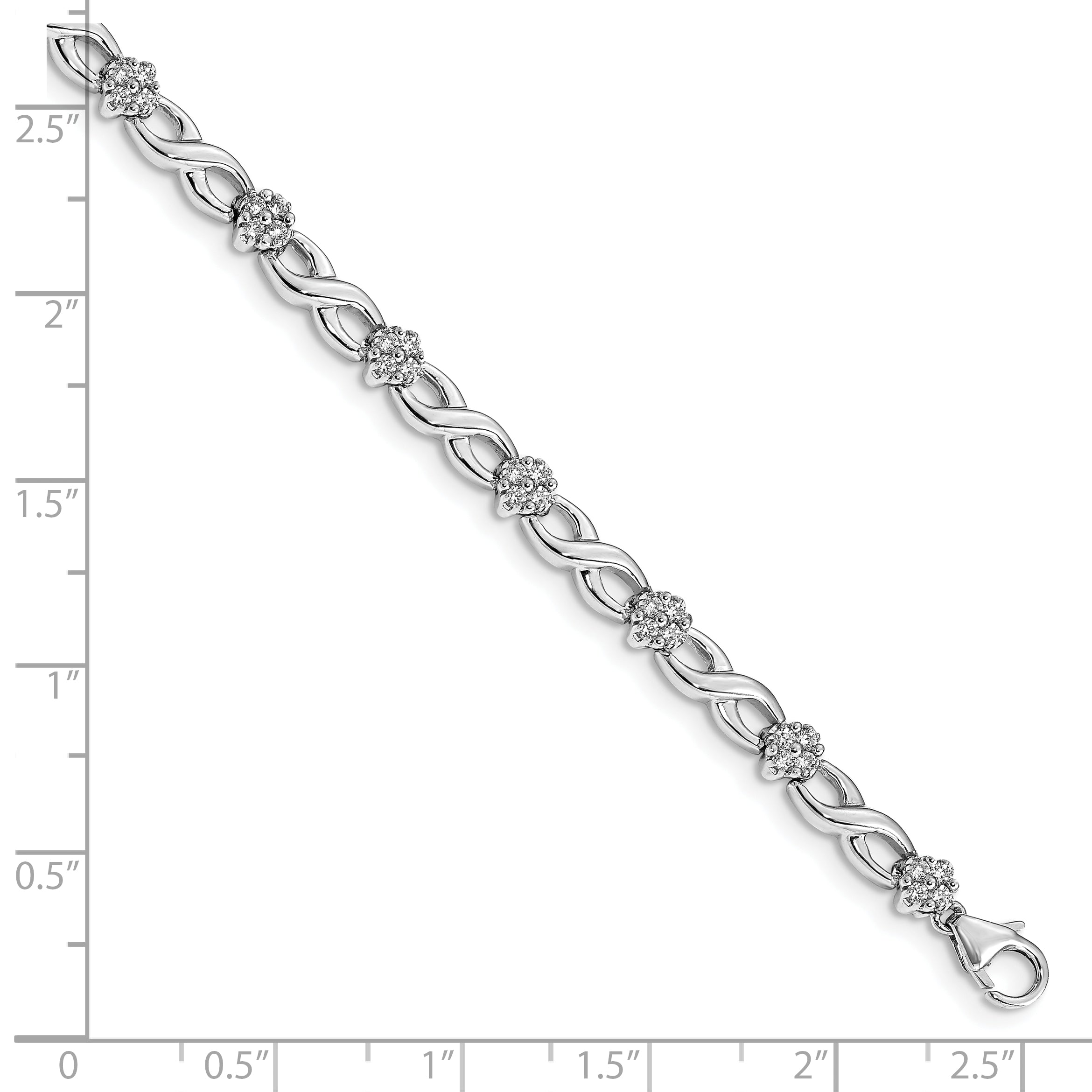 14k White Gold 1 carat Lab Grown Diamond VS/SI+ G+ 7 inch Flower Infinity Bracelet