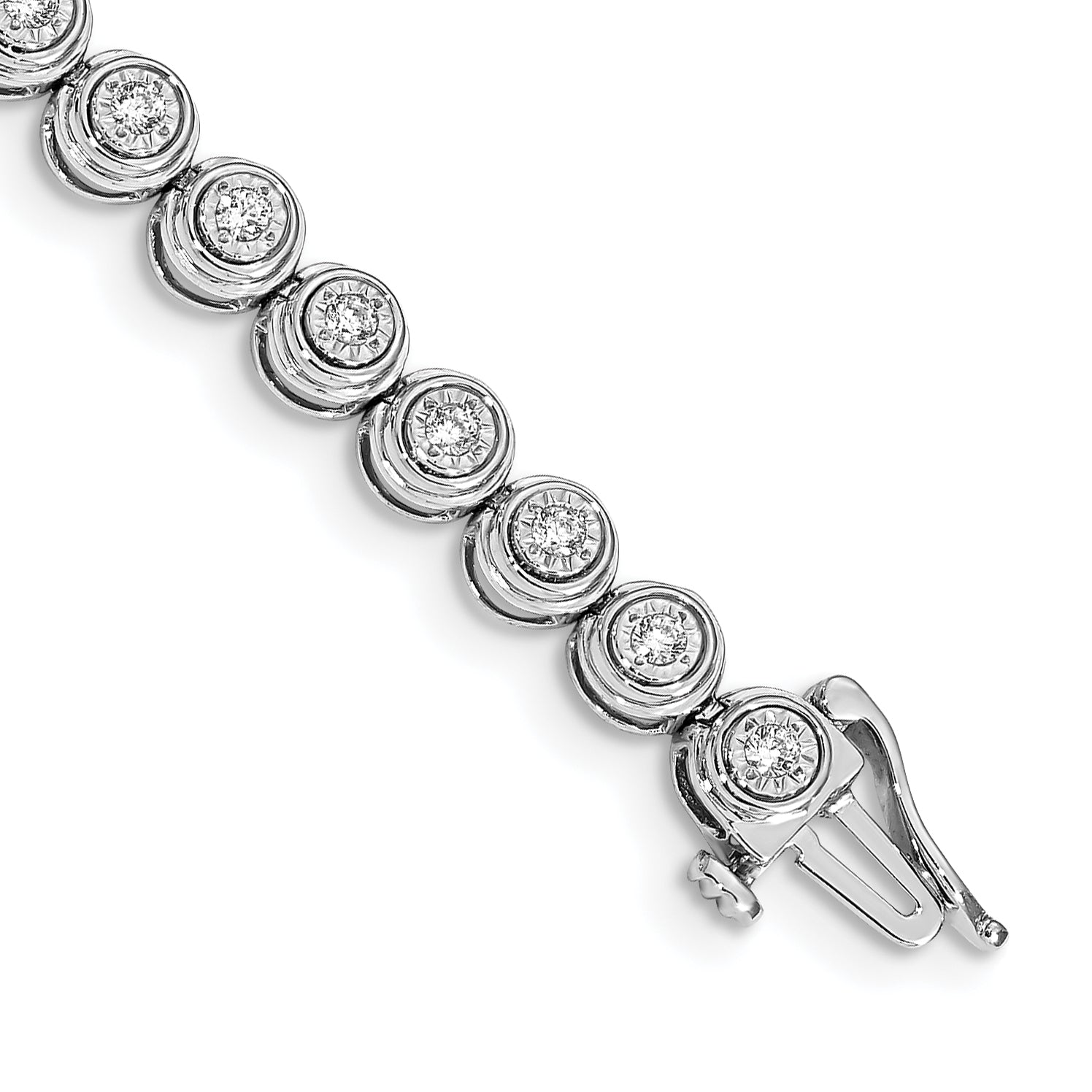 14K White Gold Lab Grown Vs/Si Fgh Dia Circle Link Bracelet