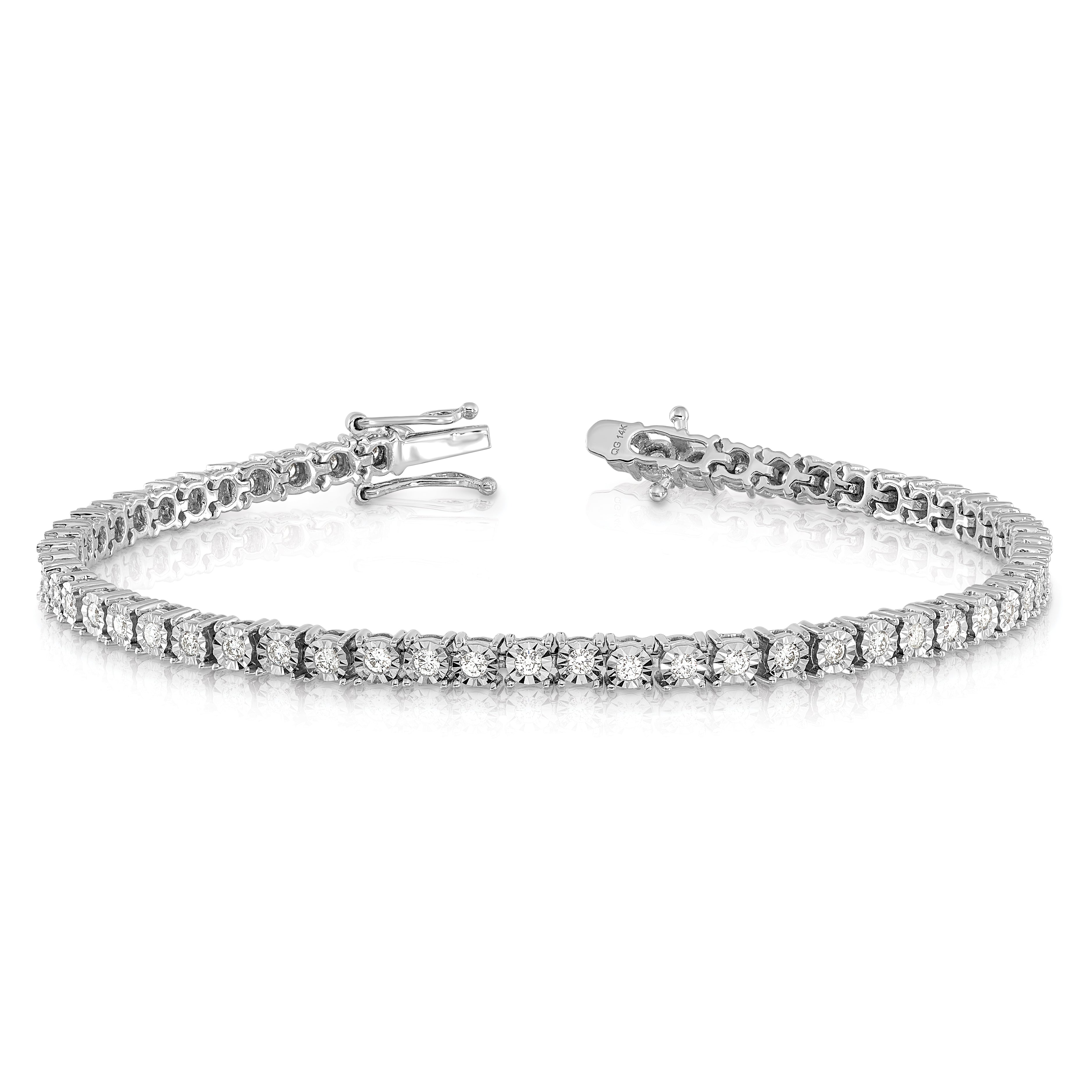 14K White Gold Lab Grown Vs/Si Fgh Dia Illusion Setting Bracelet
