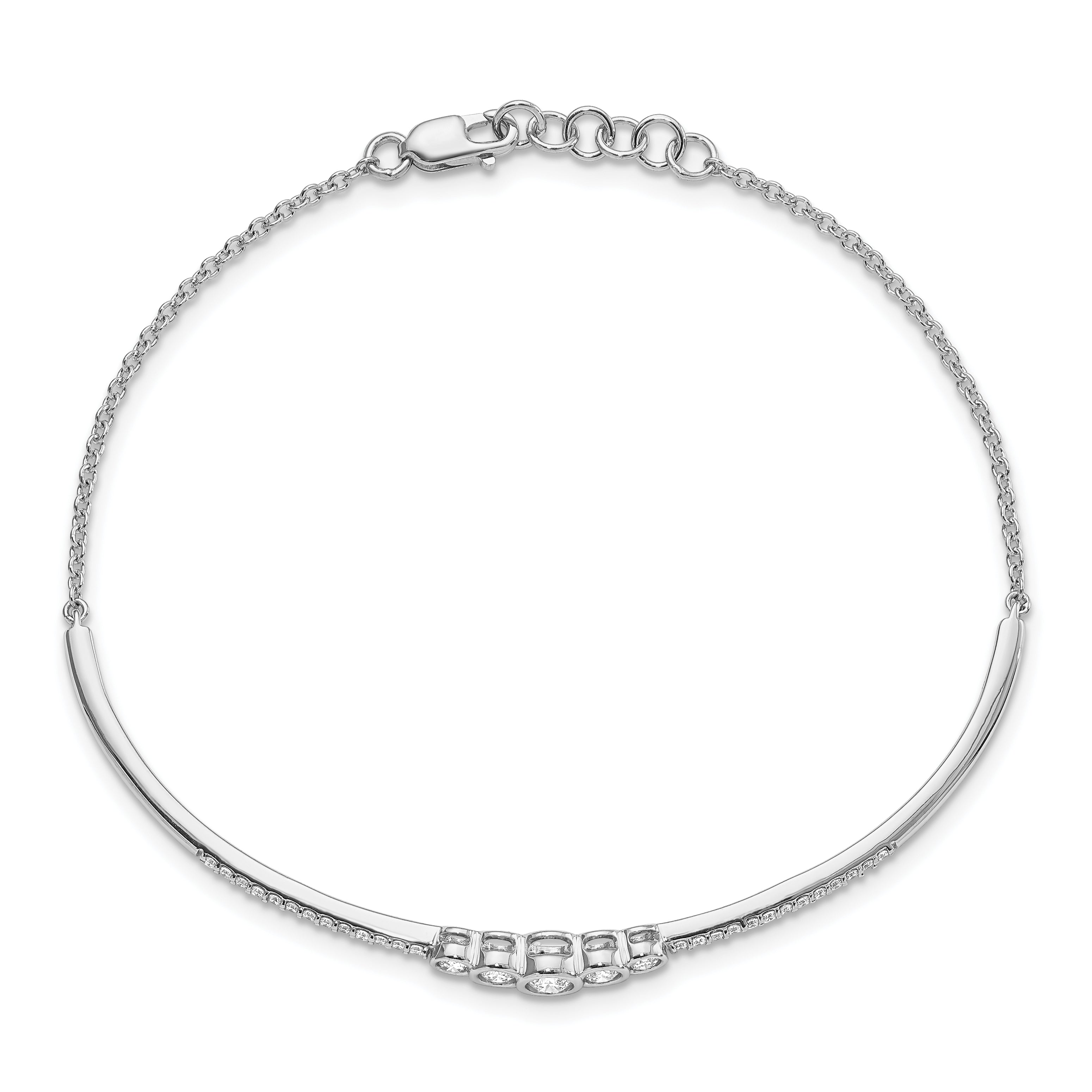 14K White Lab Grown Vs/Si Fgh Dia Bezel Set Bar Bracelet