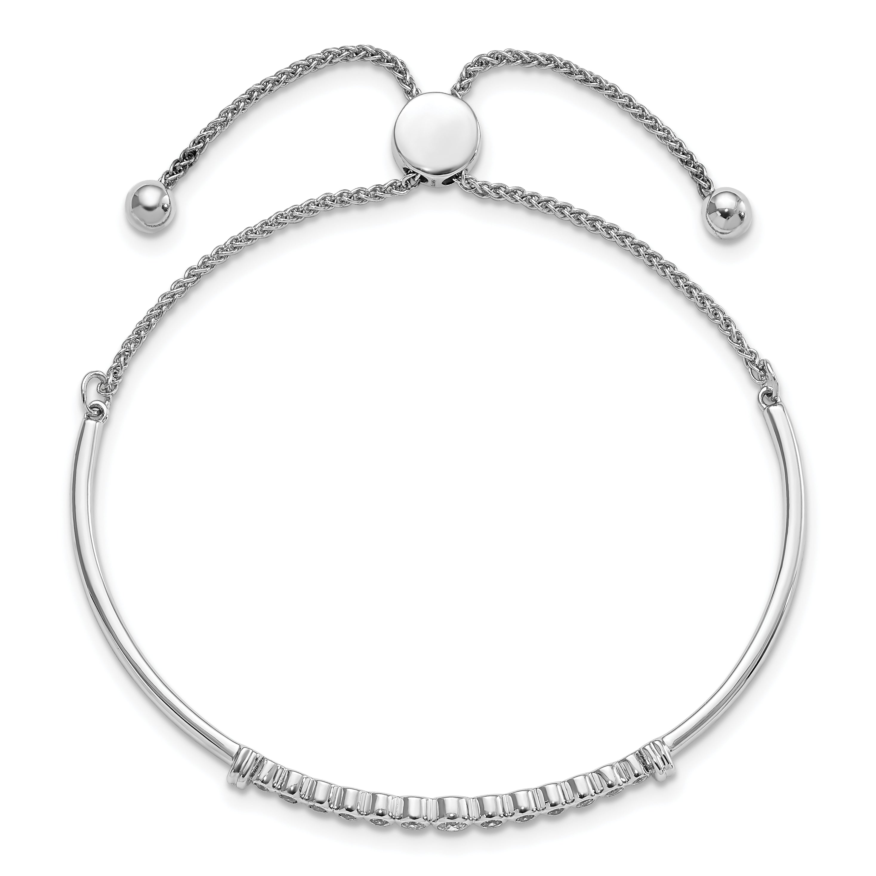 14K White Gold Lab Grown Diamond Vs/Si Fgh Bar Adjustable Bracelet