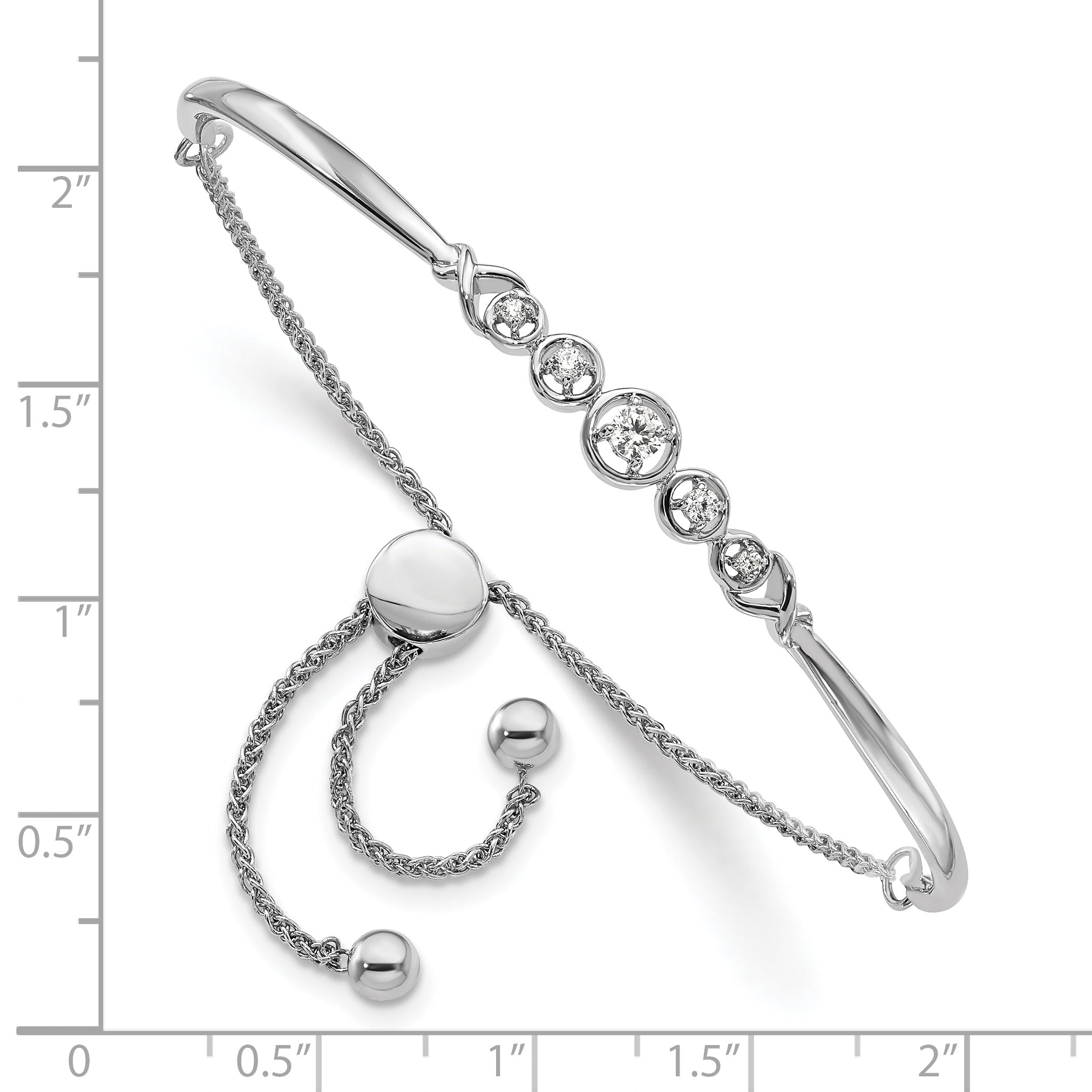 14K White Gold Lab Grown Diamond Vs/Si Fgh Adjustable Bracelet