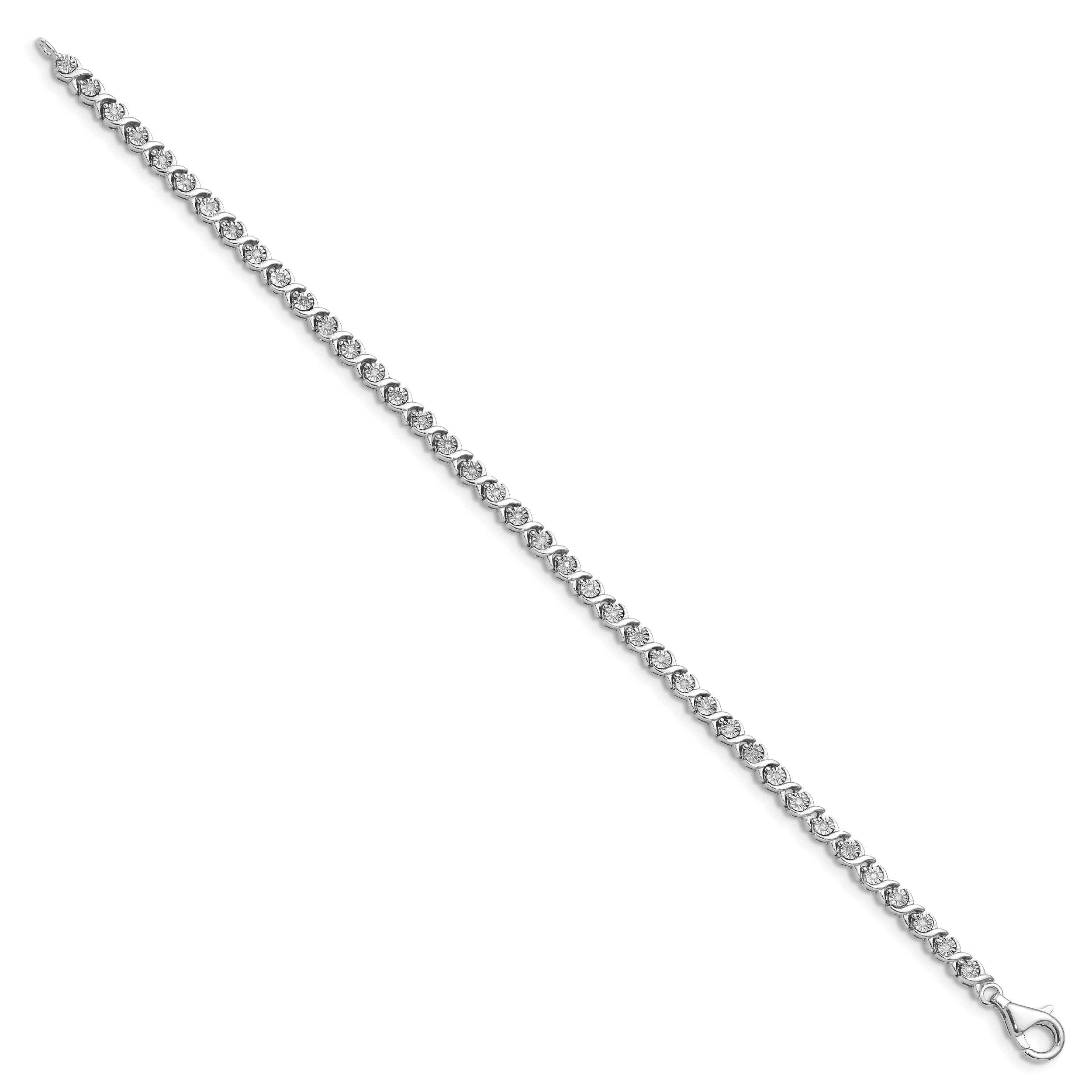 14k White Gold 1/4 carat Lab Grown Diamond VS/SI+ G+ 7 inch Fancy Tennis Bracelet