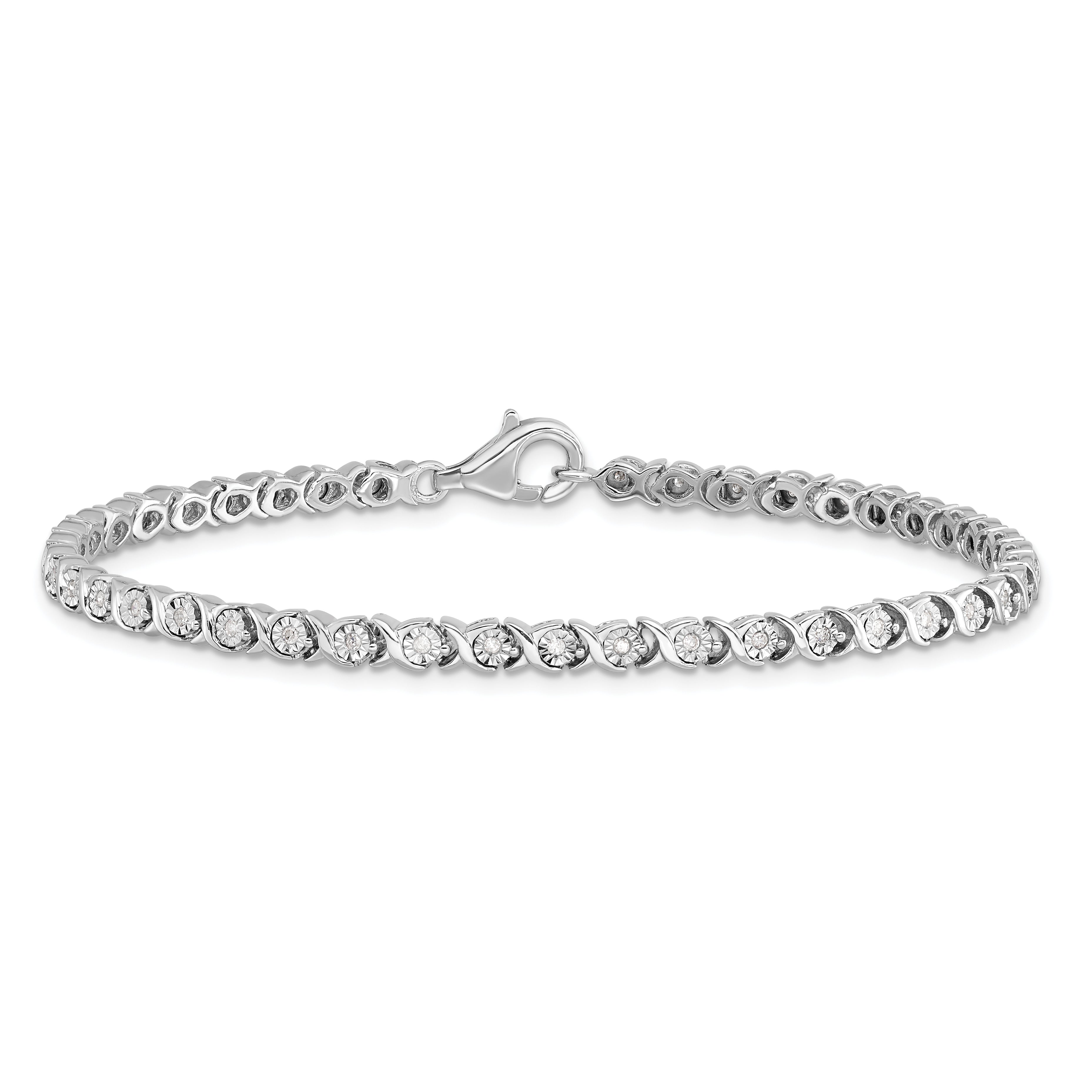 14k White Gold 1/4 carat Lab Grown Diamond VS/SI+ G+ 7 inch Fancy Tennis Bracelet
