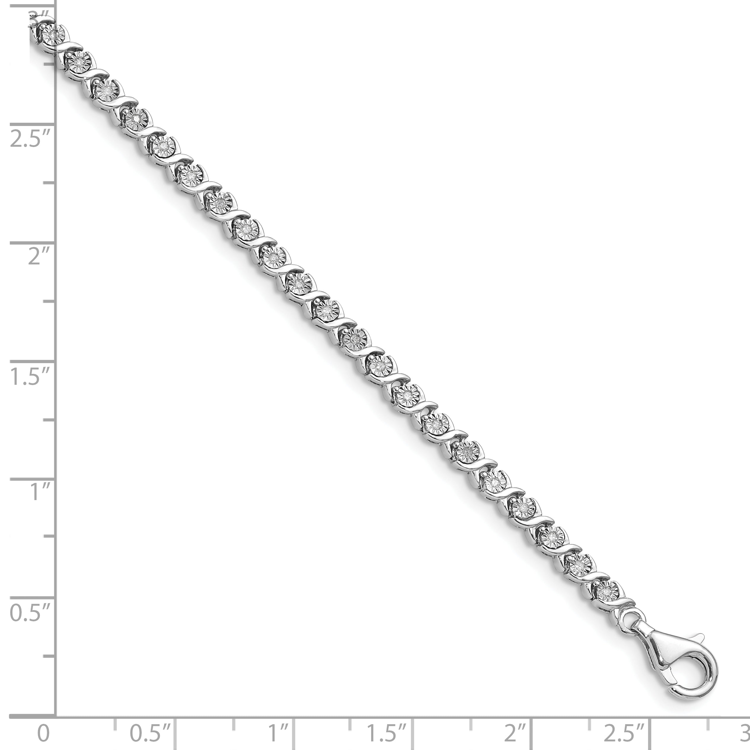 14k White Gold 1/4 carat Lab Grown Diamond VS/SI+ G+ 7 inch Fancy Tennis Bracelet