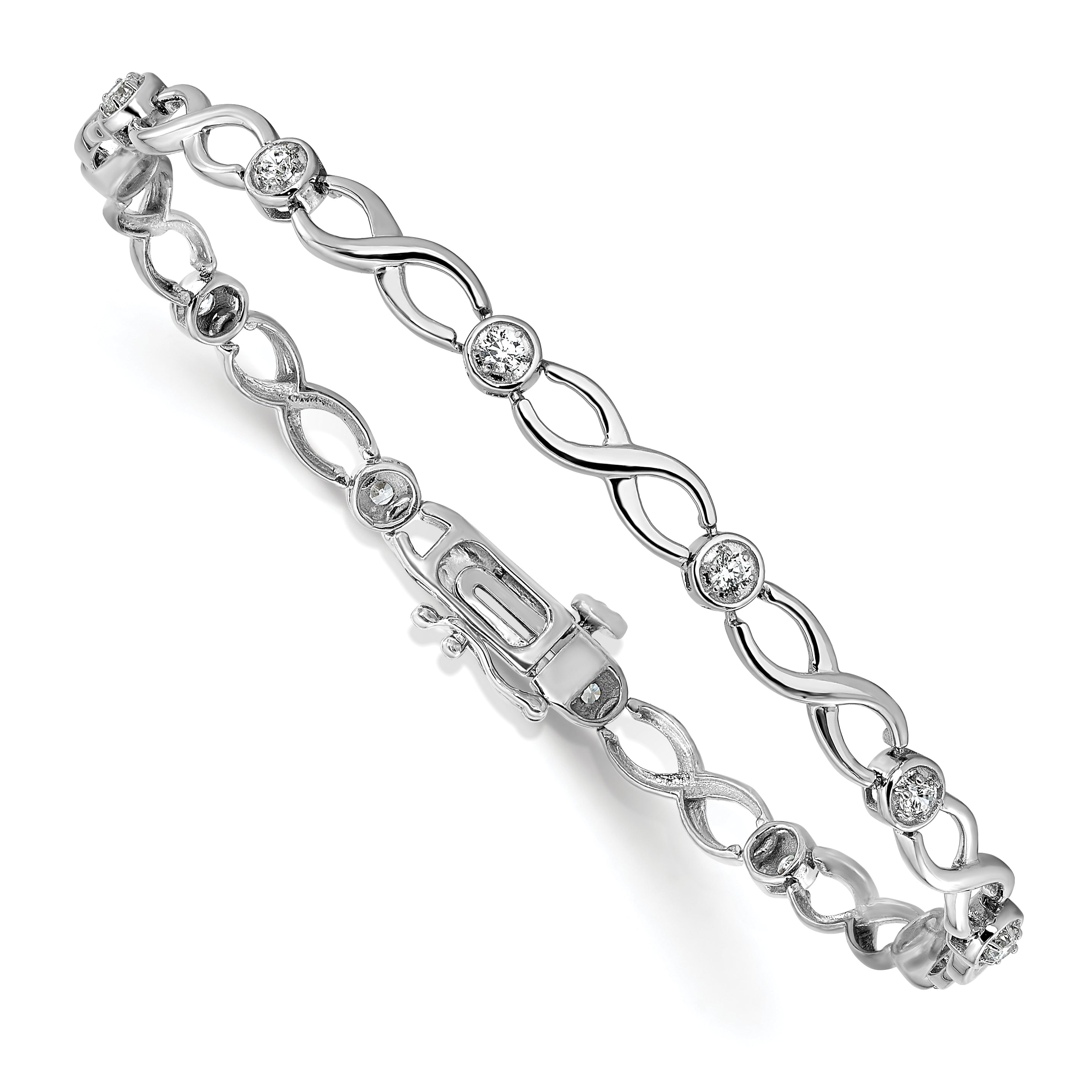 14k White Gold 1/2 carat Lab Grown Diamond VS/SI+ G+ 7.25 inch Infinity Bracelet
