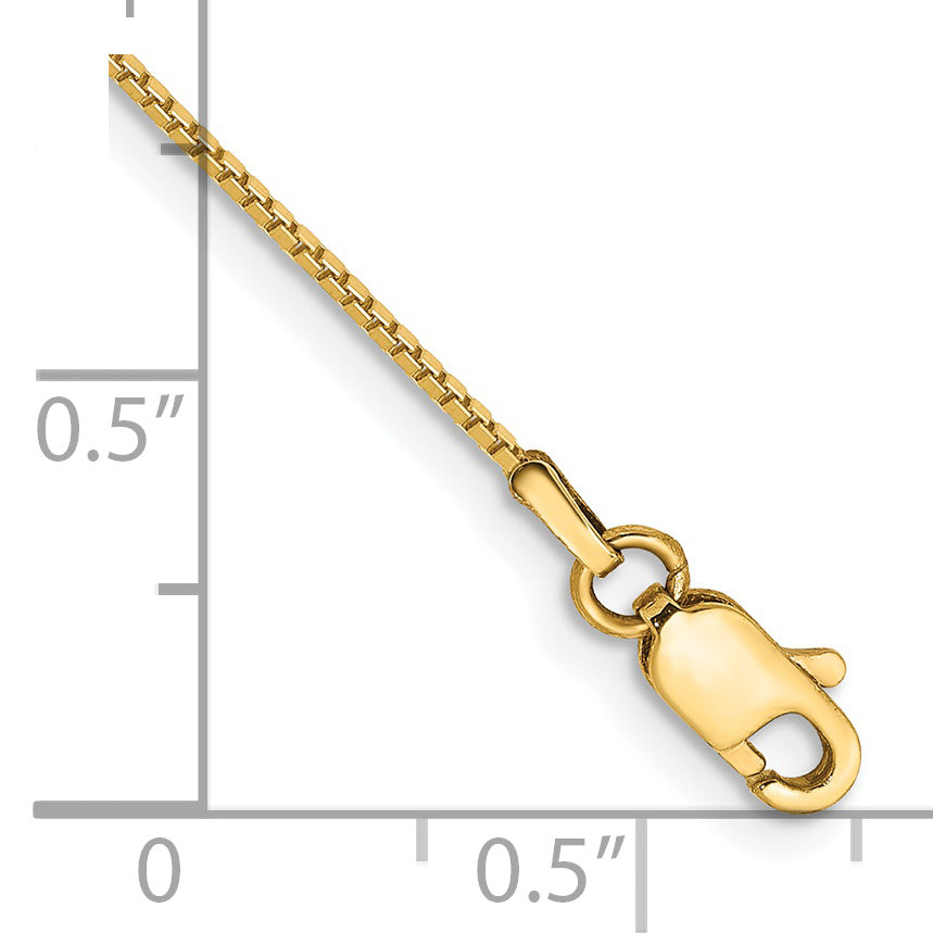 14K 8 Inch .9Mm Box With Lobster Clasp Bracelet