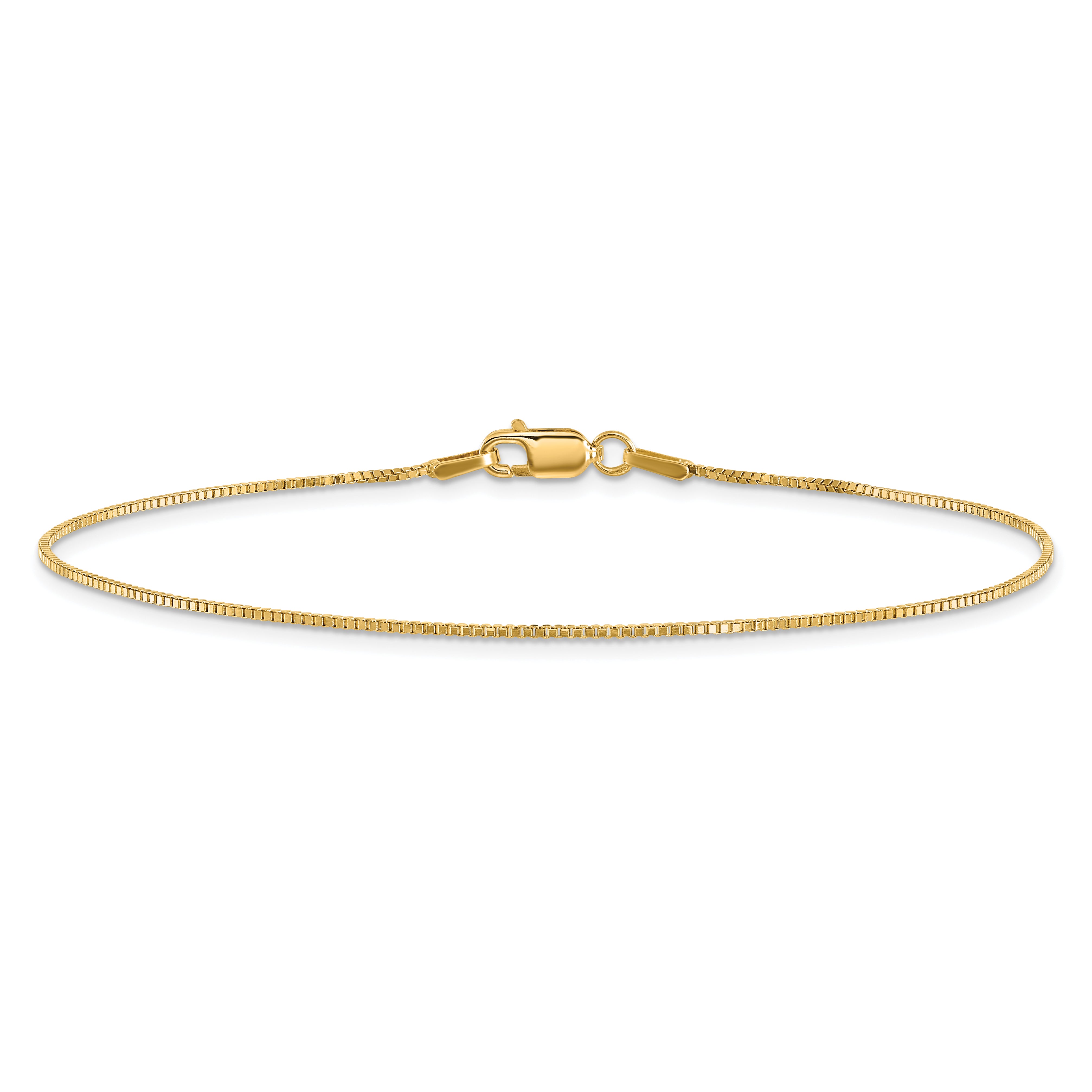 14K 9 Inch .95Mm Box With Lobster Clasp Anklet
