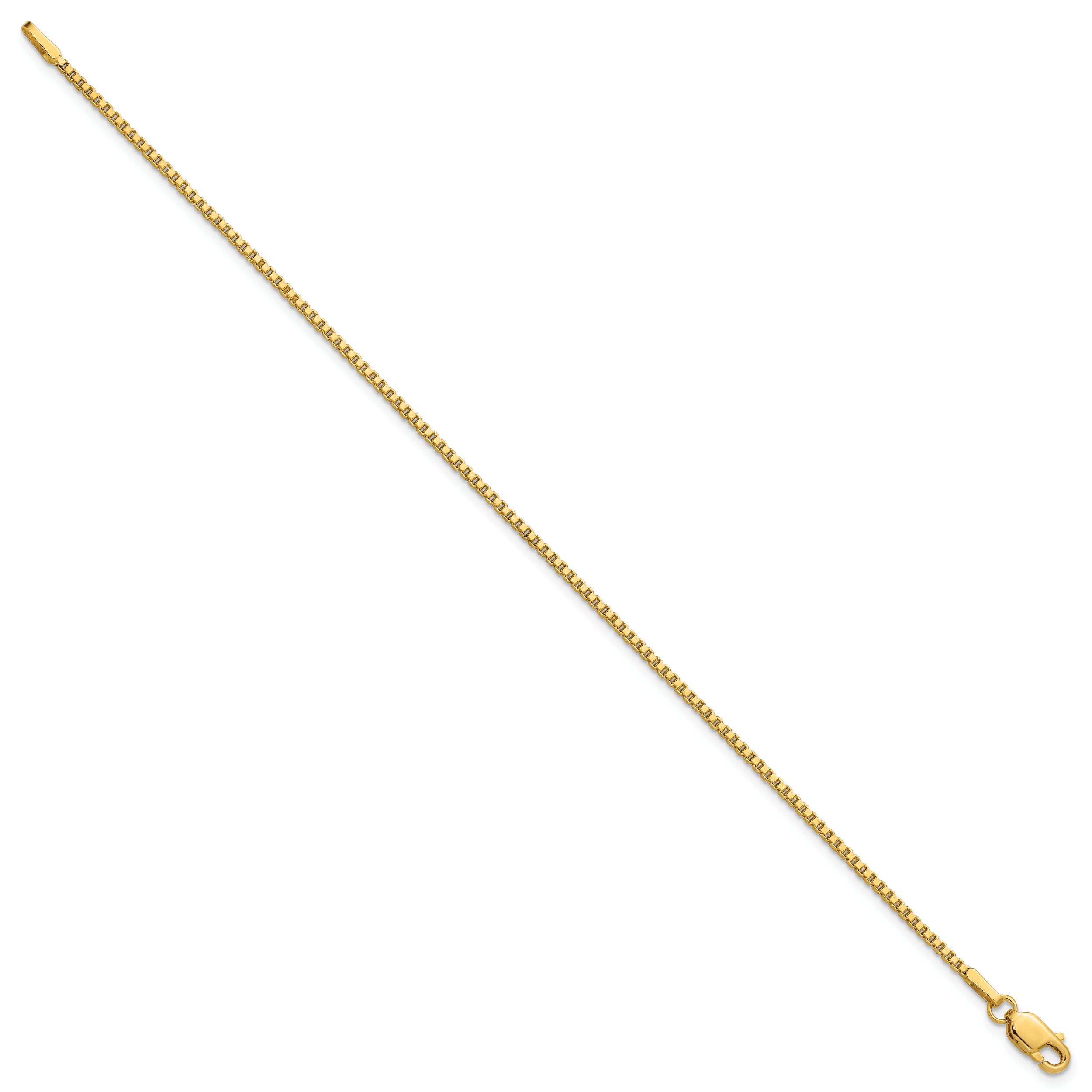 14K 7 inch 1.5mm Box with Lobster Clasp Bracelet