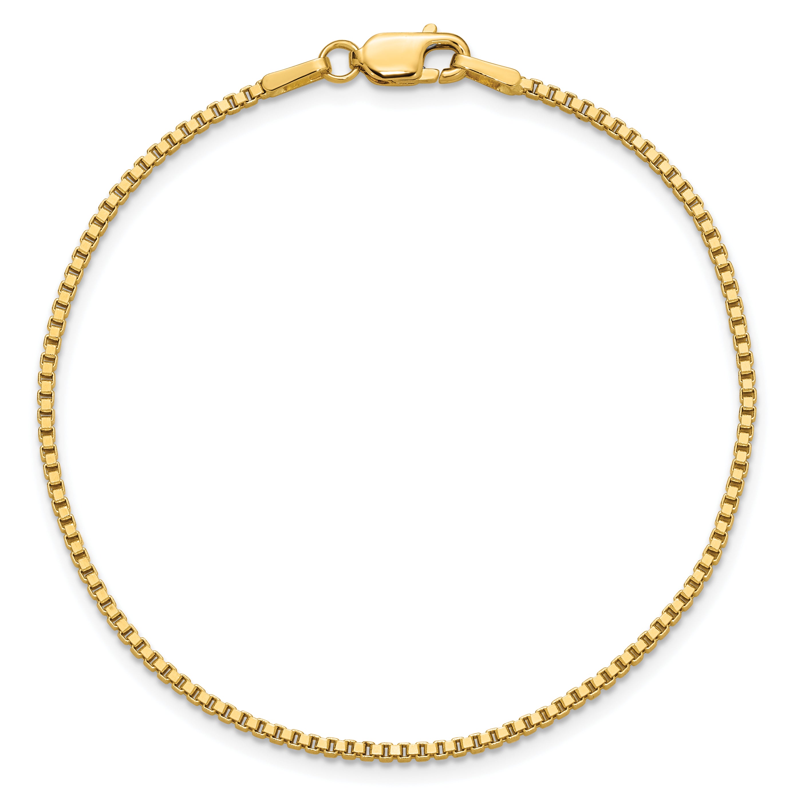 14K 7 inch 1.5mm Box with Lobster Clasp Bracelet