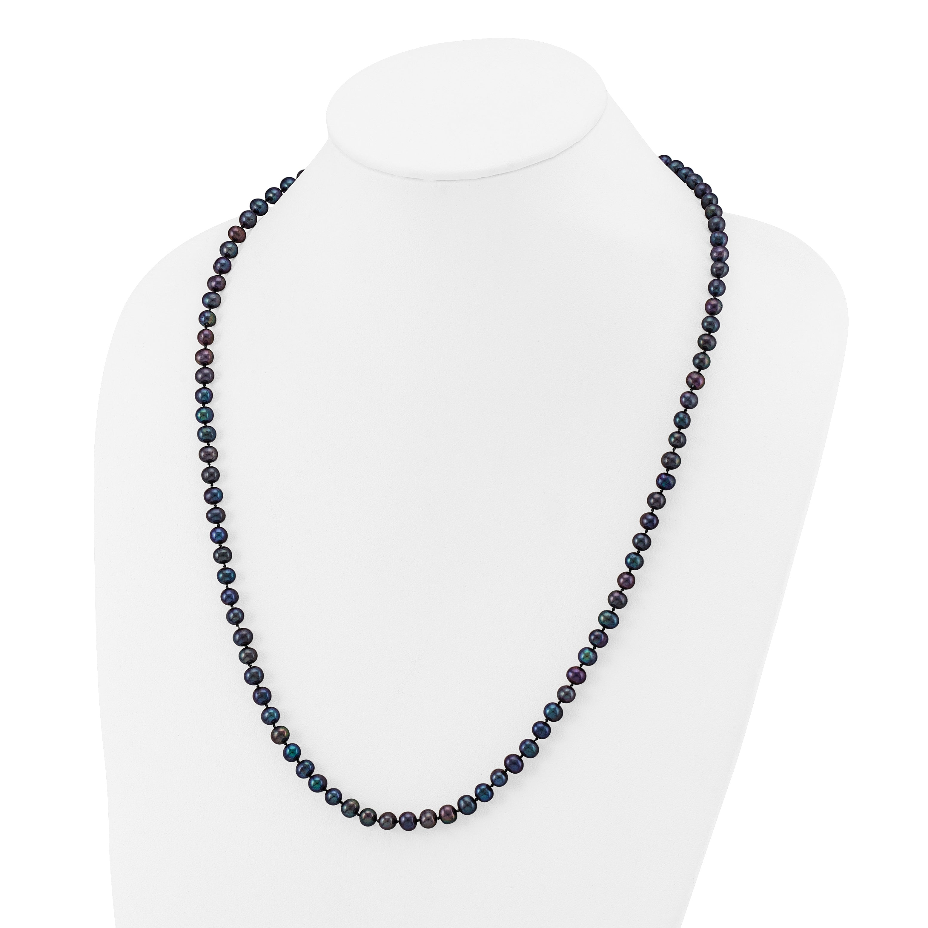 14k 5-6mm Black Near-Round Freshwater Cultured Pearl 7.5 inch Bracelet