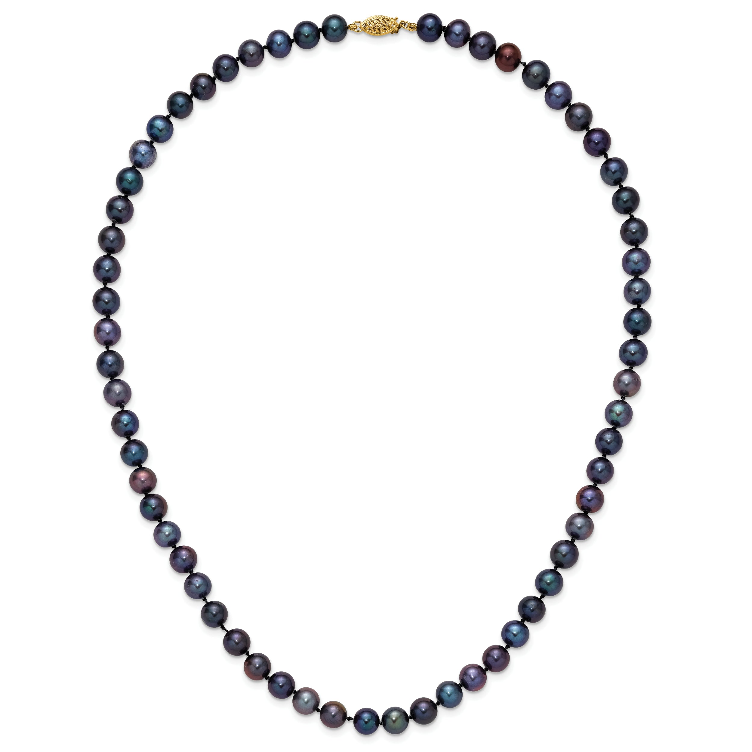 14k 7-8mm Black Near-Round Freshwater Cultured Pearl 7.5 inch Bracelet