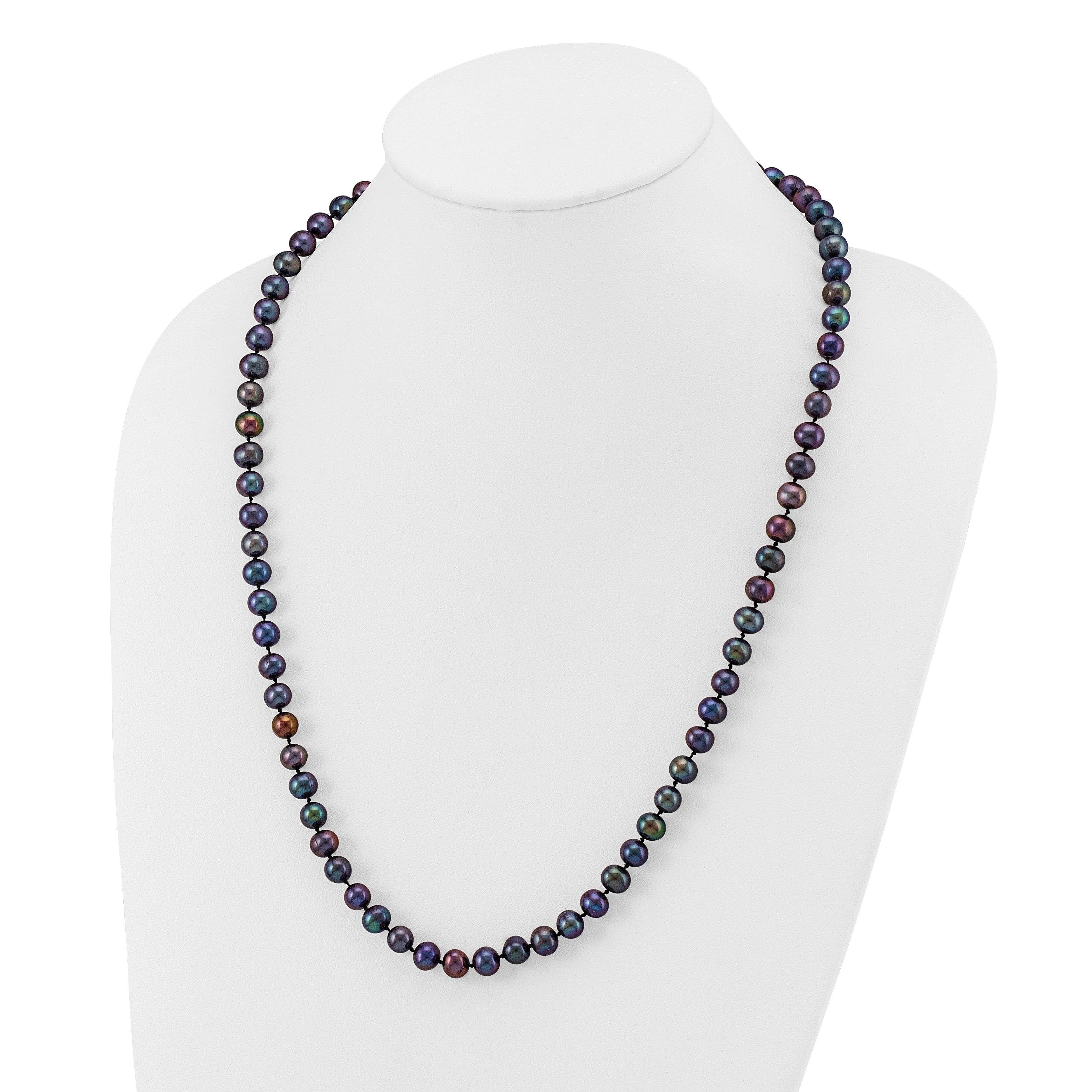 14k 7-8mm Black Near-Round Freshwater Cultured Pearl 7.5 inch Bracelet