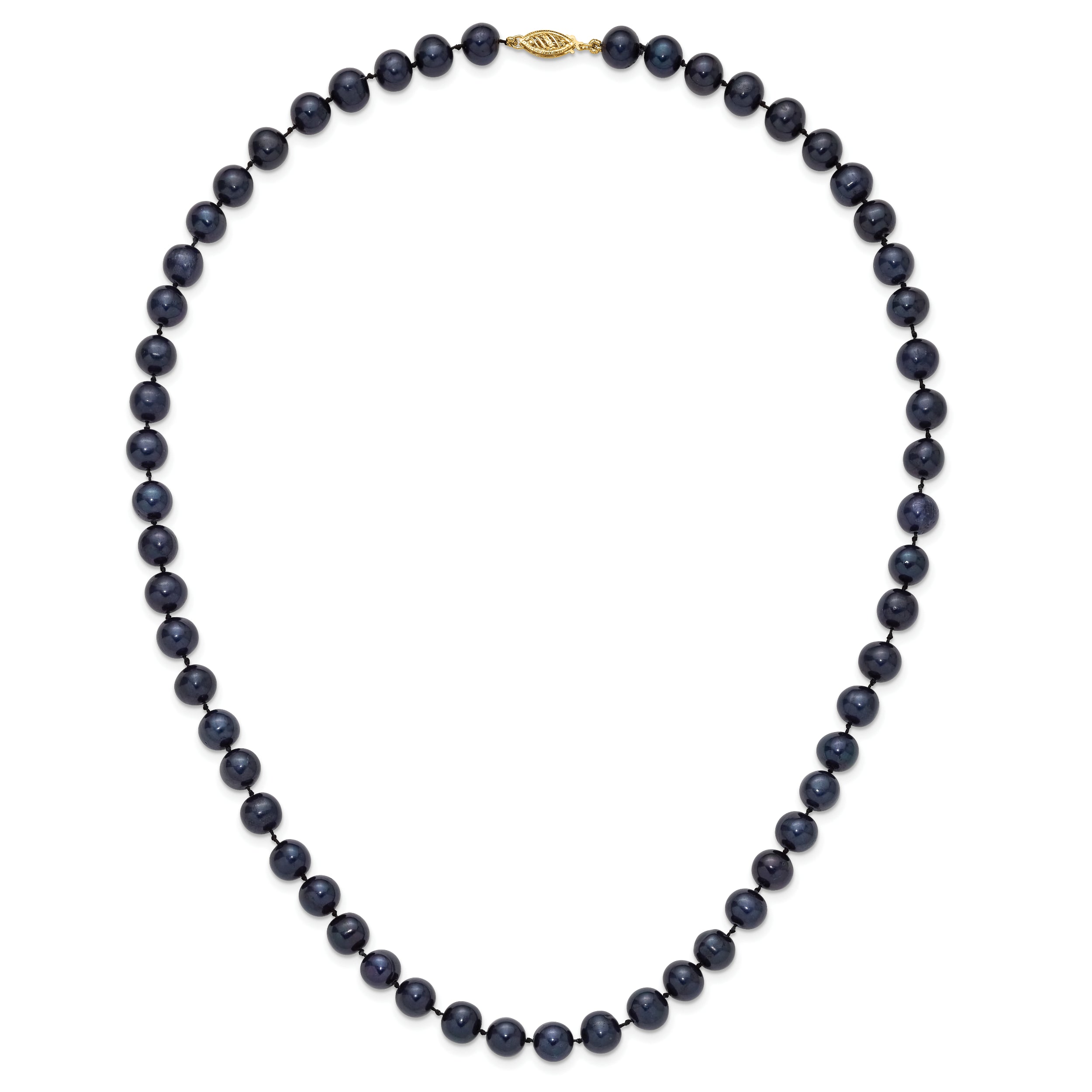 14k 8-9mm Black Near-Round Freshwater Cultured Pearl 7.5 inch Bracelet