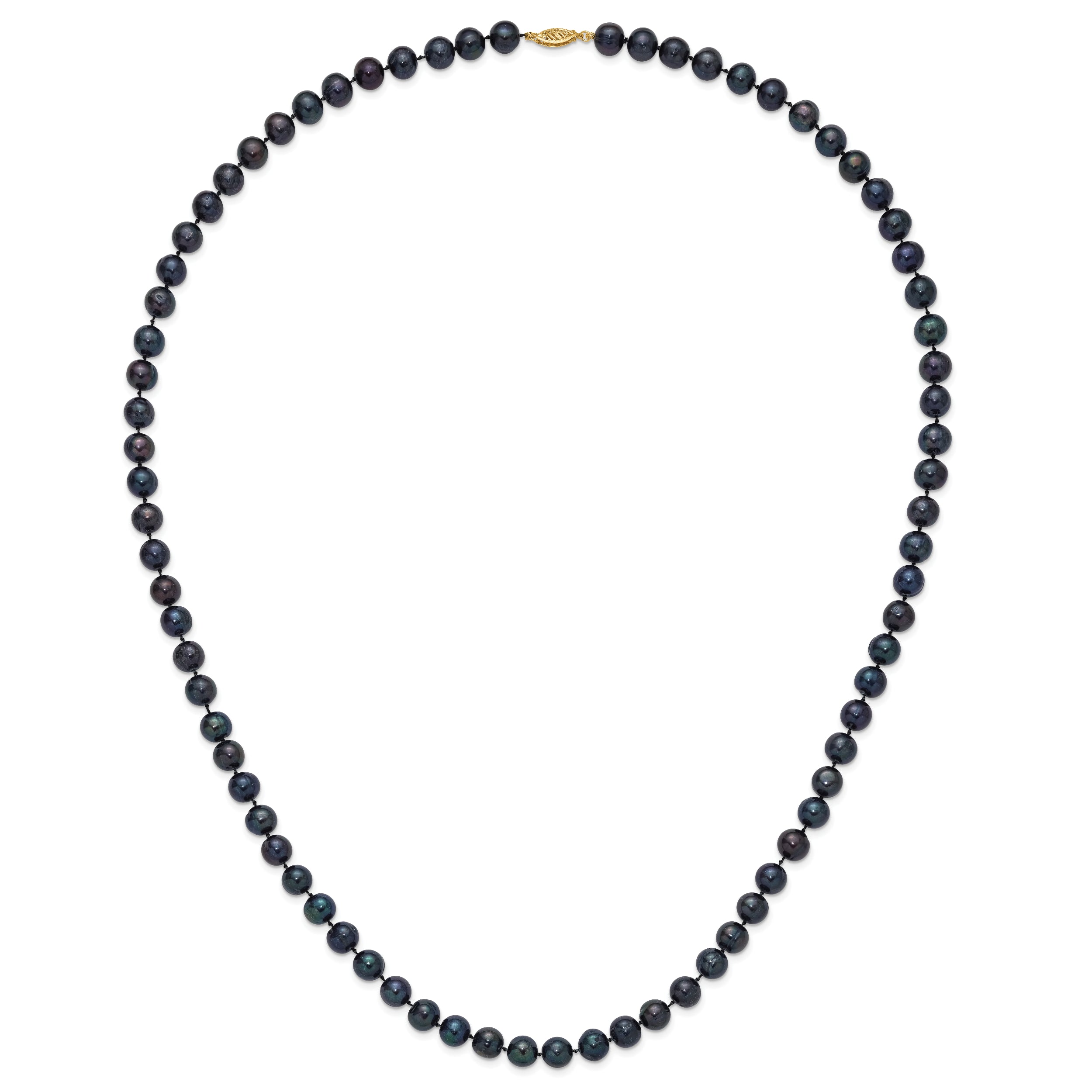 14k 8-9mm Black Near-Round Freshwater Cultured Pearl 7.5 inch Bracelet