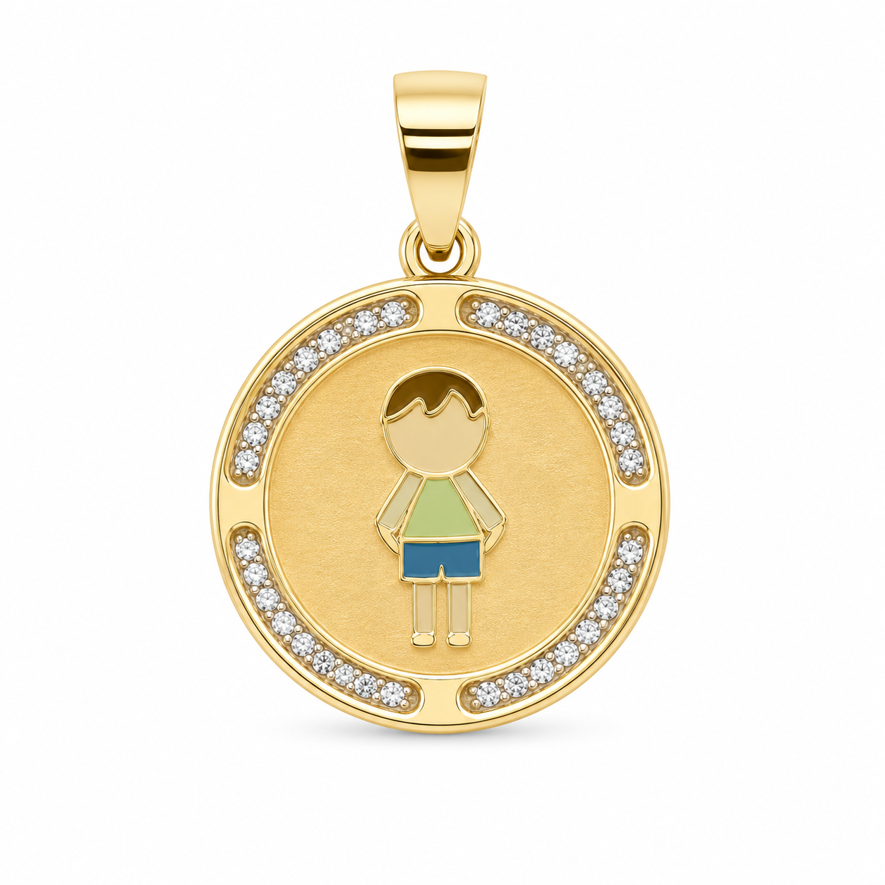 10KT Yellow Gold Boy Round Pendant [A1B0]