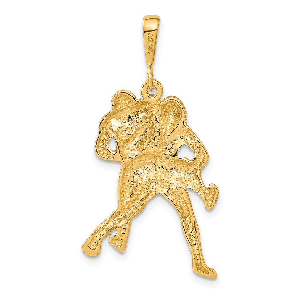14K Satin and Diamond-cut Wrestlers Charm