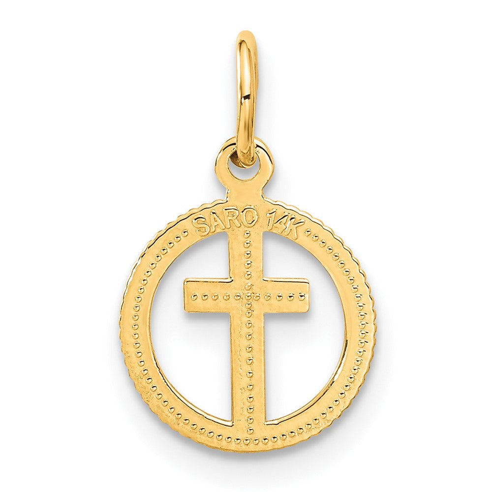 14K Eternal Life Cross in Circle Charm