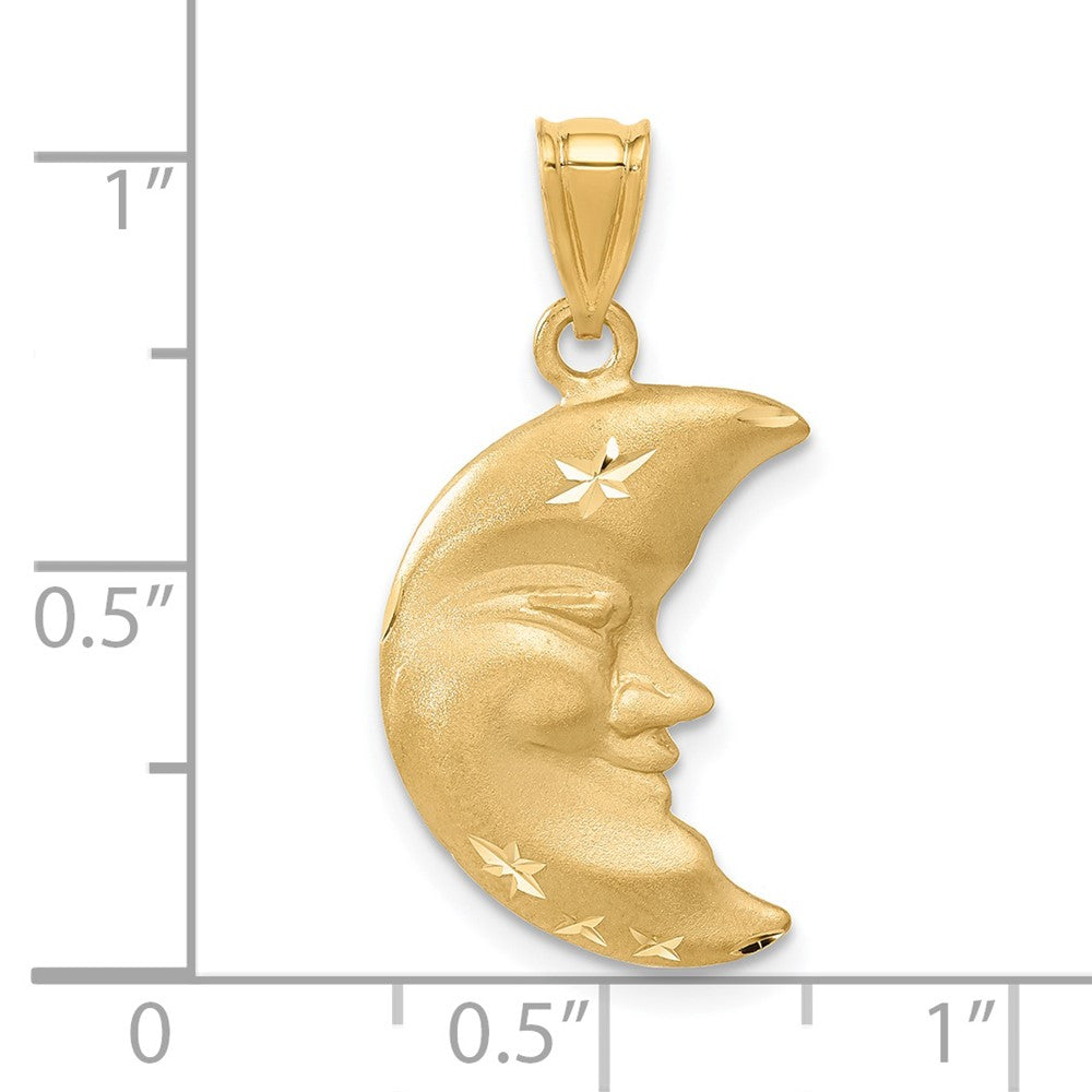 14k Satin Diamond-cut Moon Charm