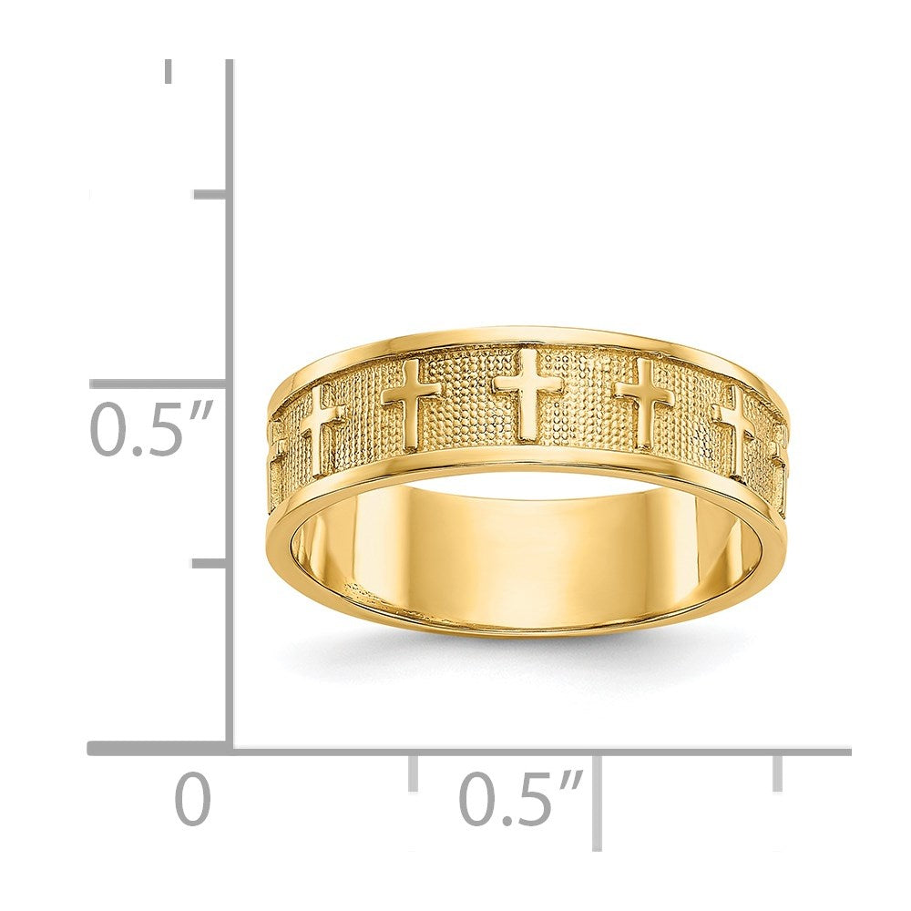 14k Polished & Satin Cross Band