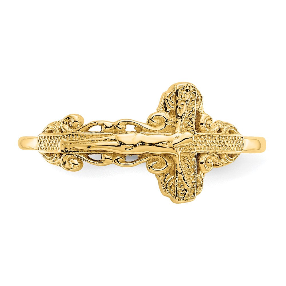 14k Diamond-Cut Crucifix Ring